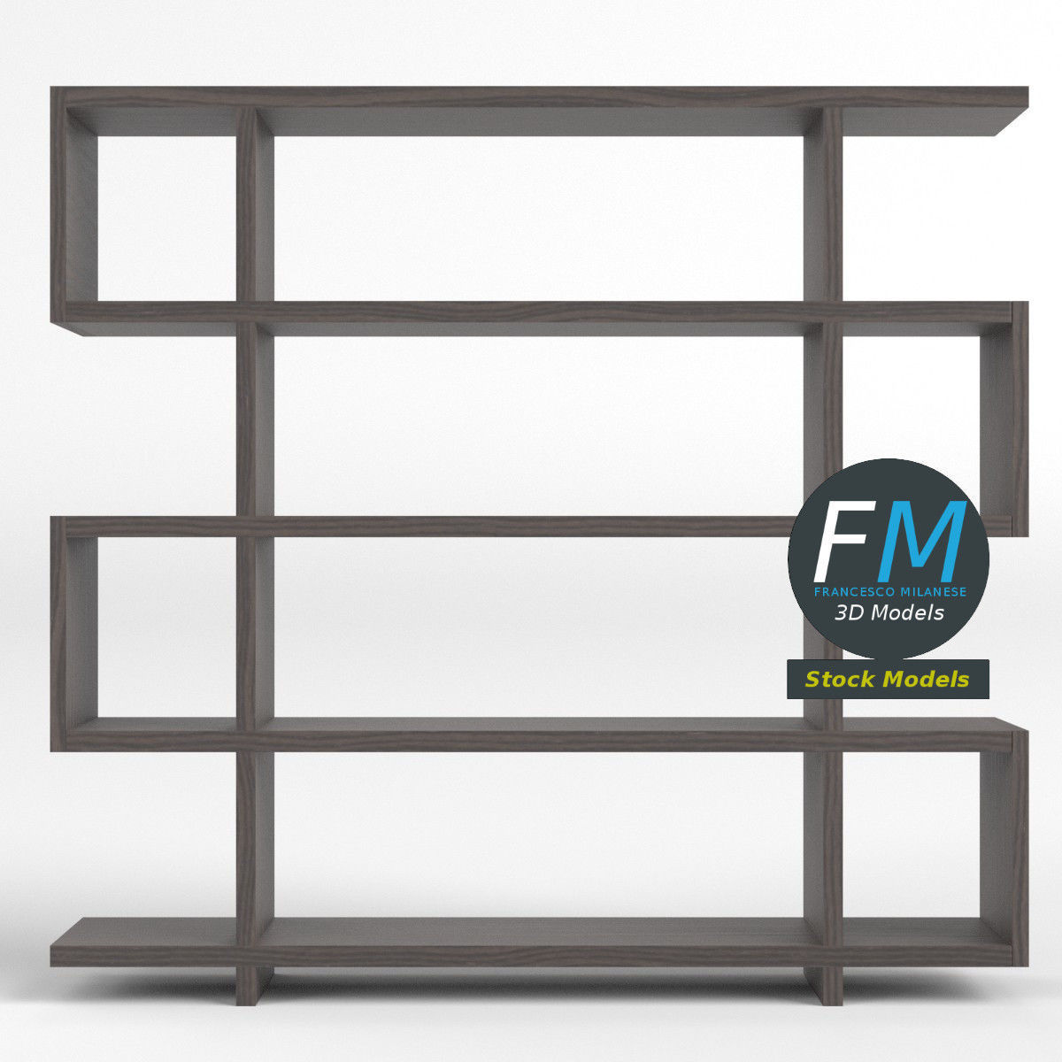 Modern bookshelf 3D model_3