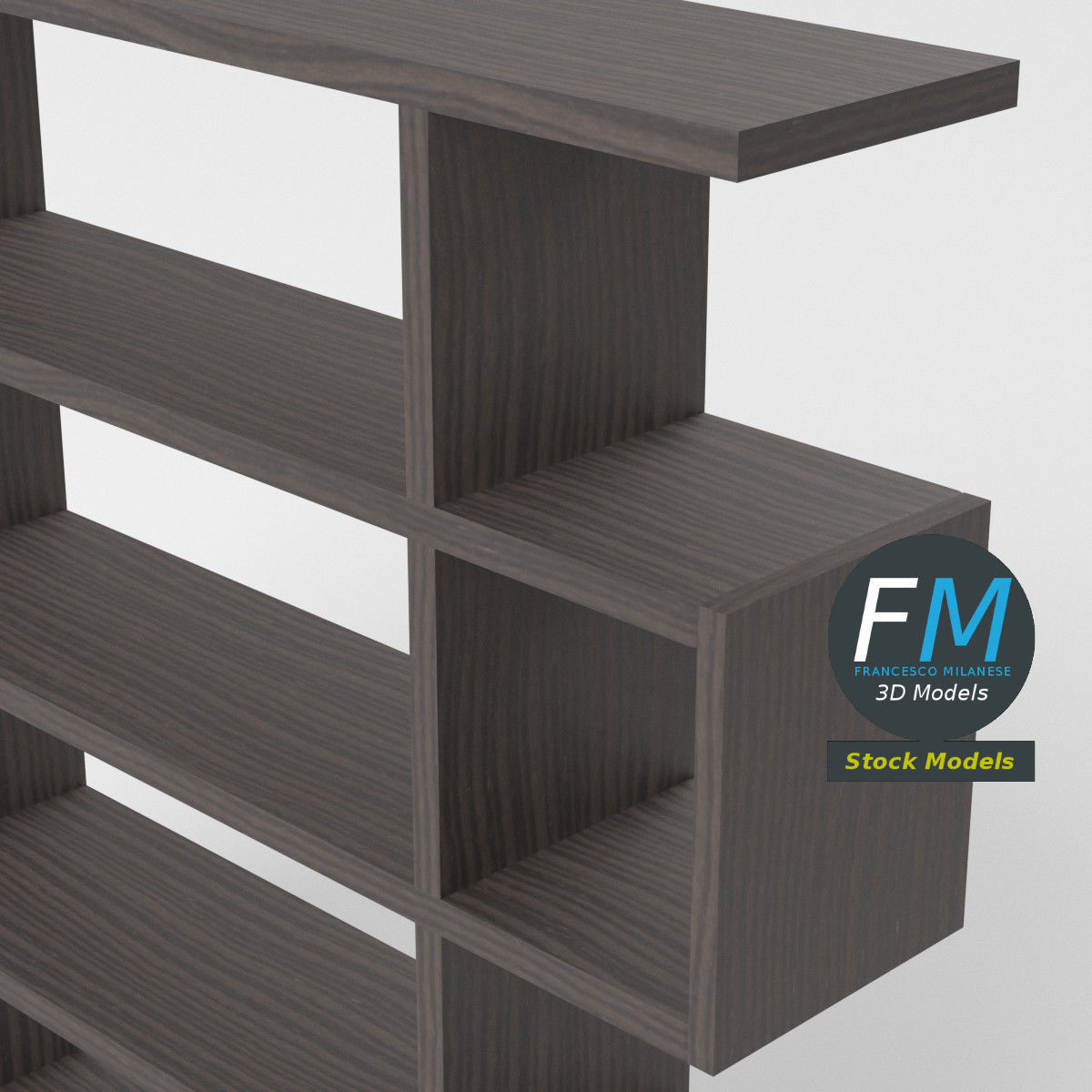 Modern bookshelf 3D model_5