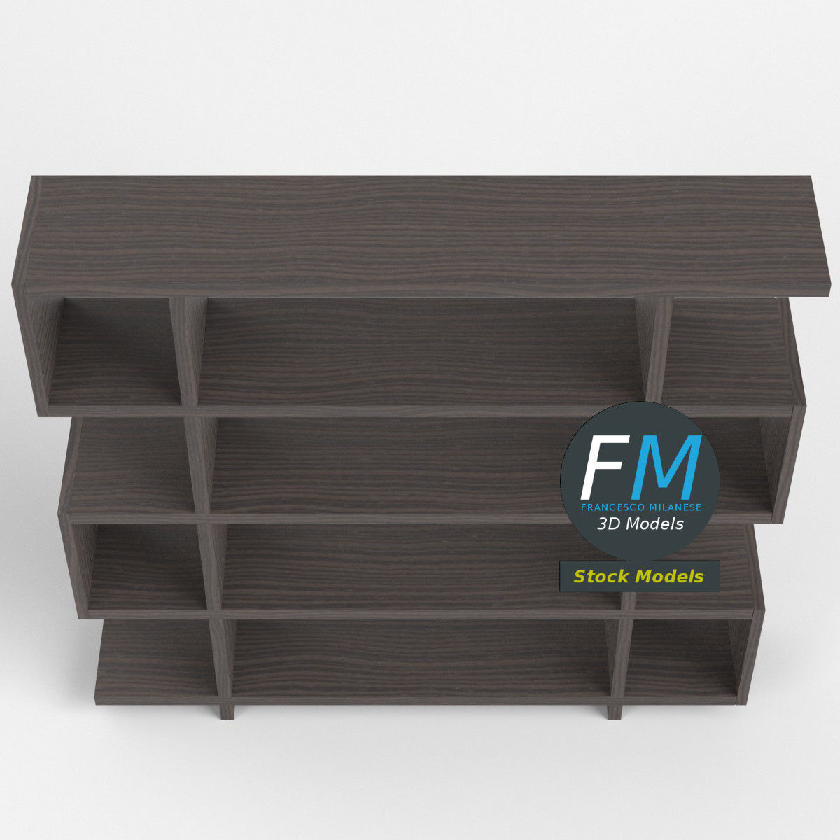 Modern bookshelf 3D model_6