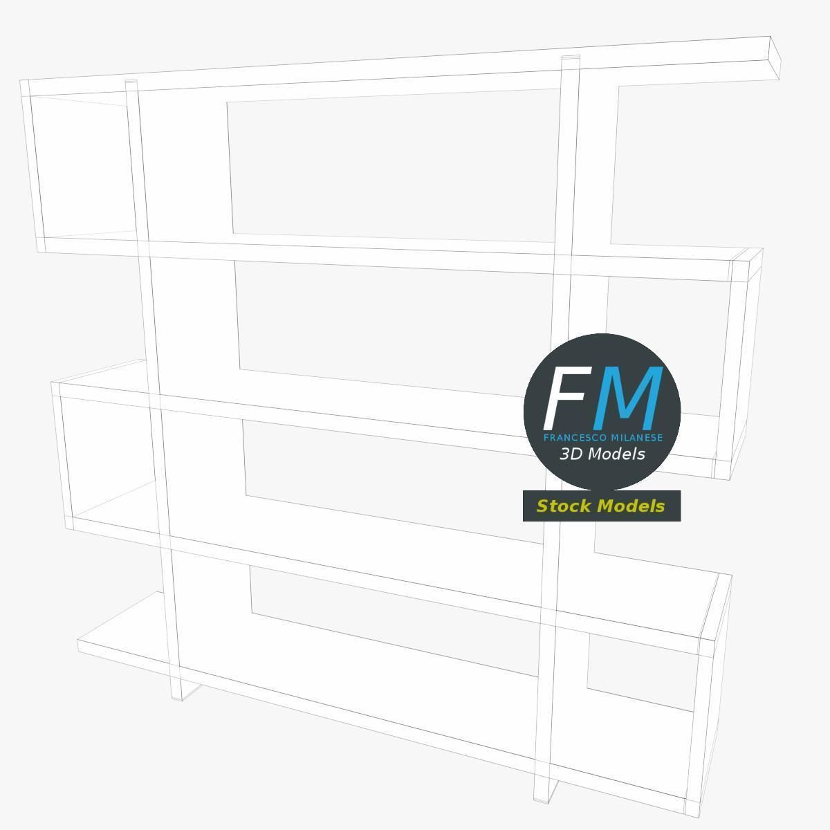 Modern bookshelf 3D model_7