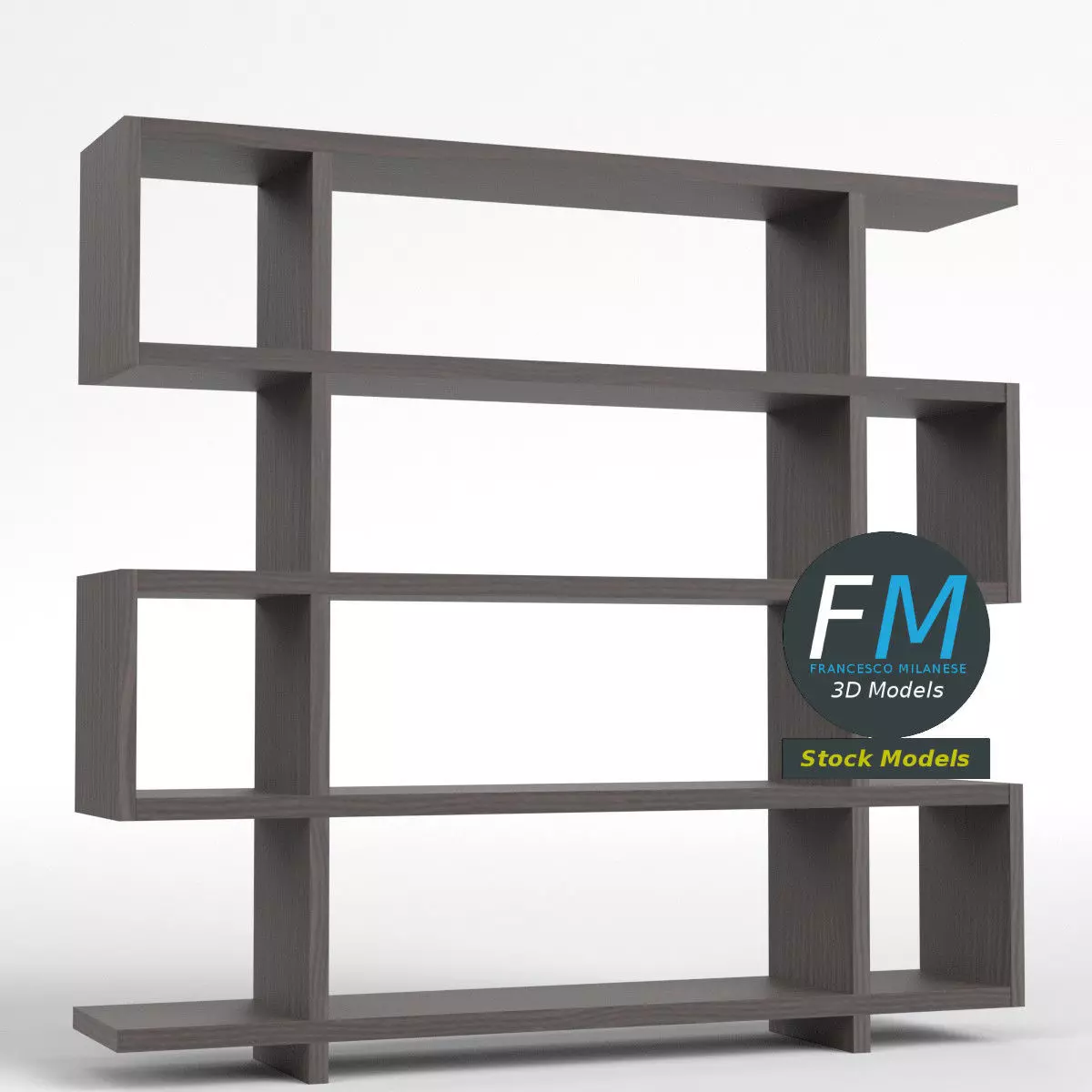 Modern bookshelf 3D model_0