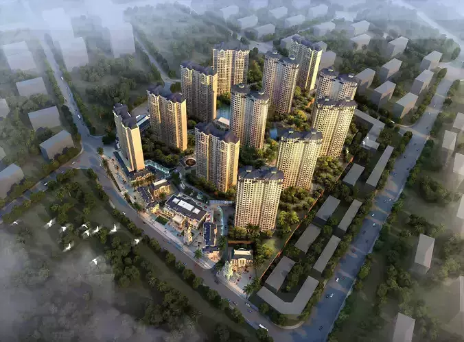 3Dmax fashion city commercial square building 75