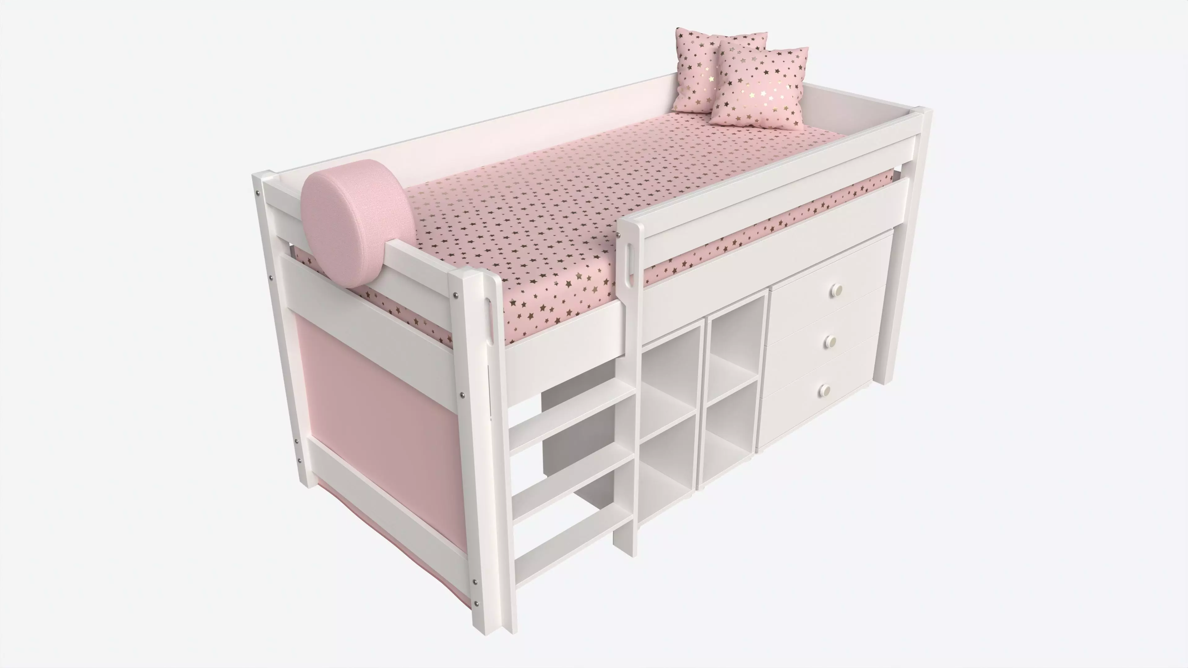 Cilek Montes Loft Bed with Dresser and Shelves 3D model_0
