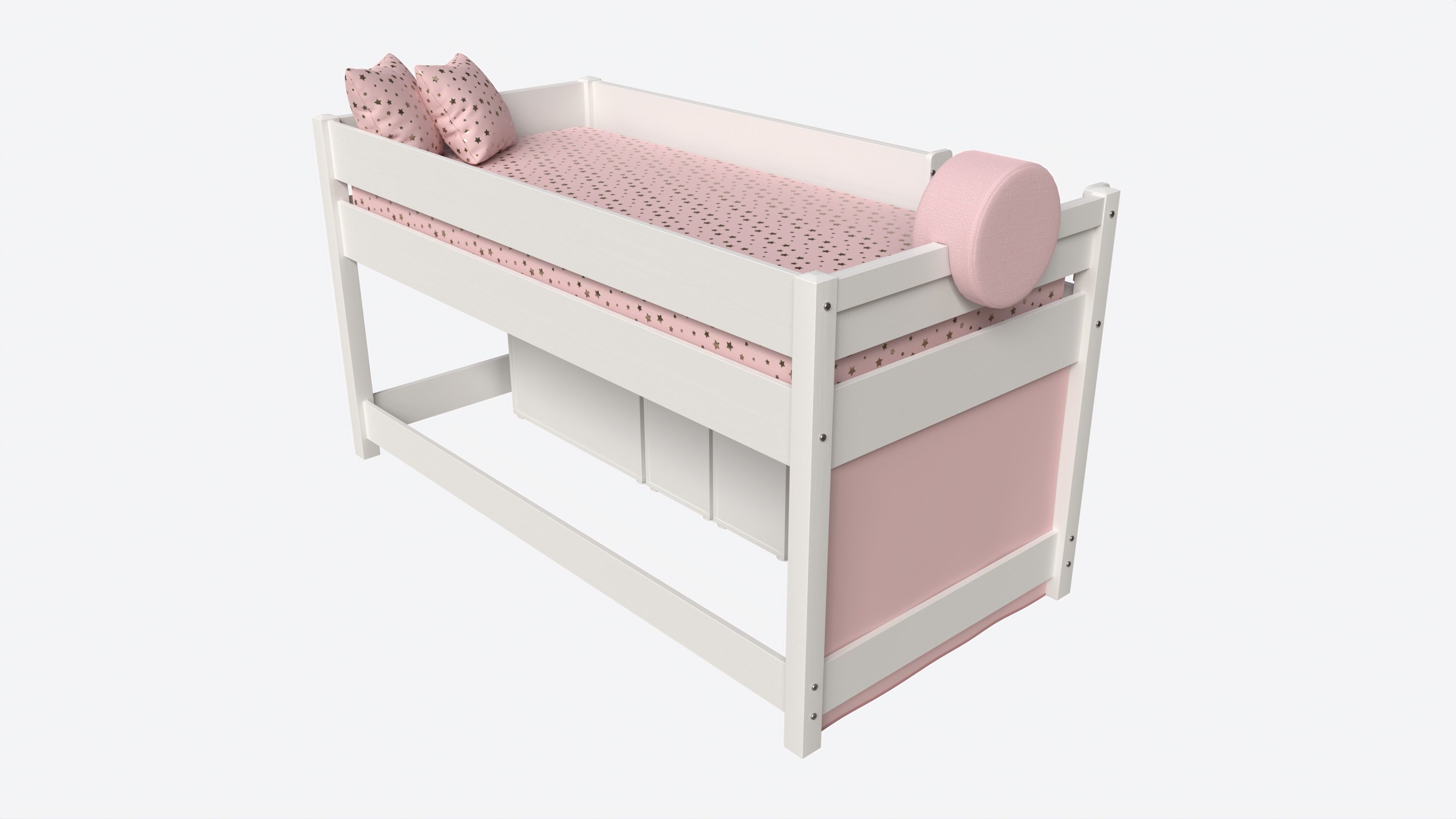 Cilek Montes Loft Bed with Dresser and Shelves 3D model_2