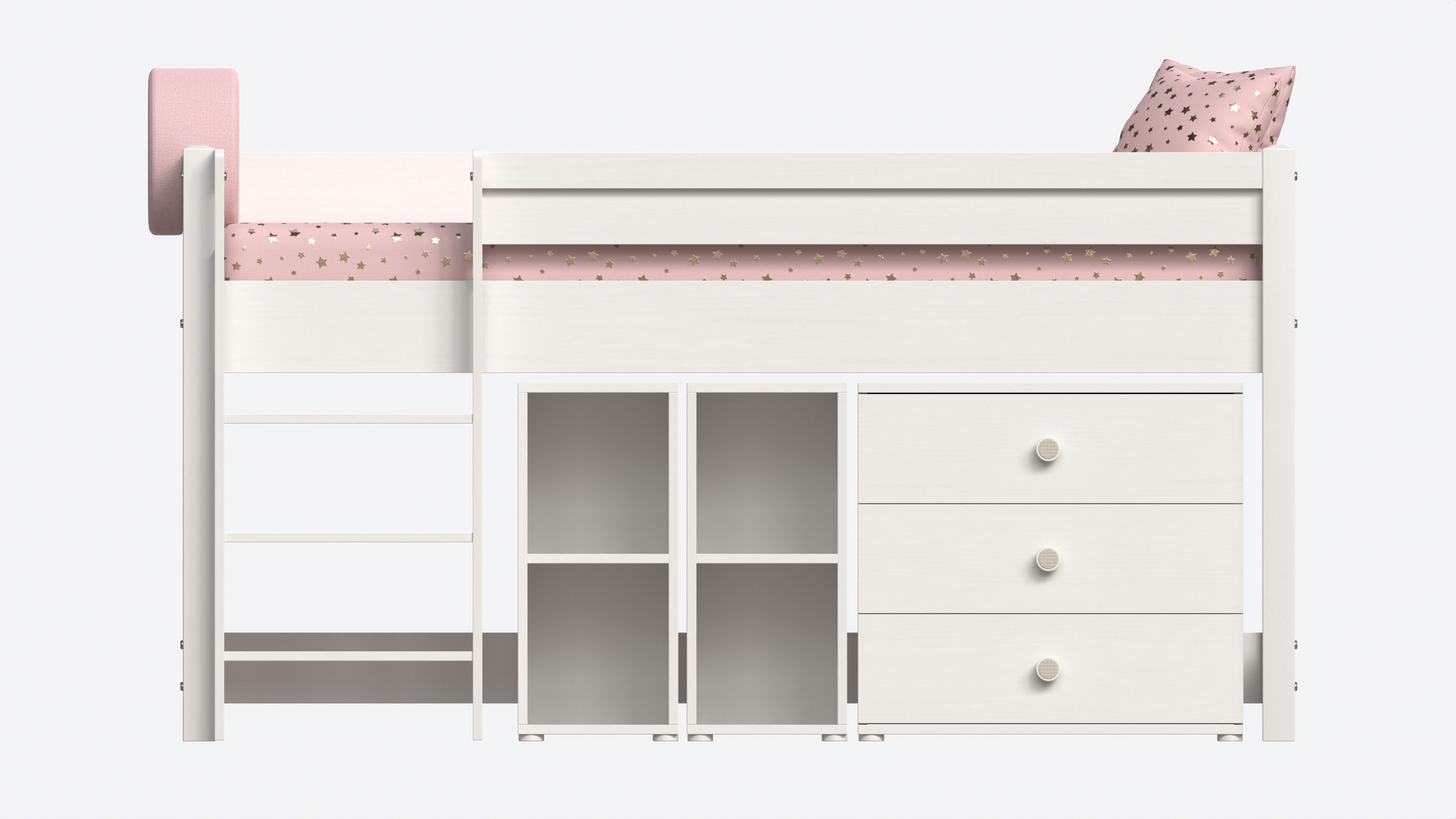 Cilek Montes Loft Bed with Dresser and Shelves 3D model_4