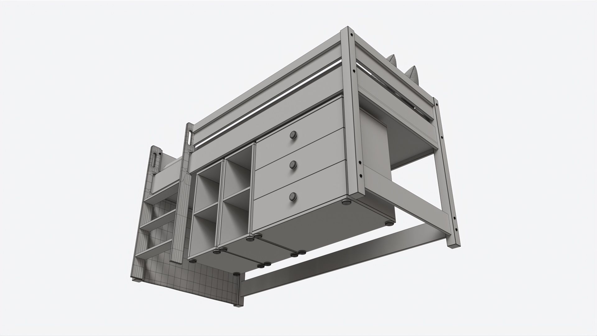 Cilek Montes Loft Bed with Dresser and Shelves 3D model_7