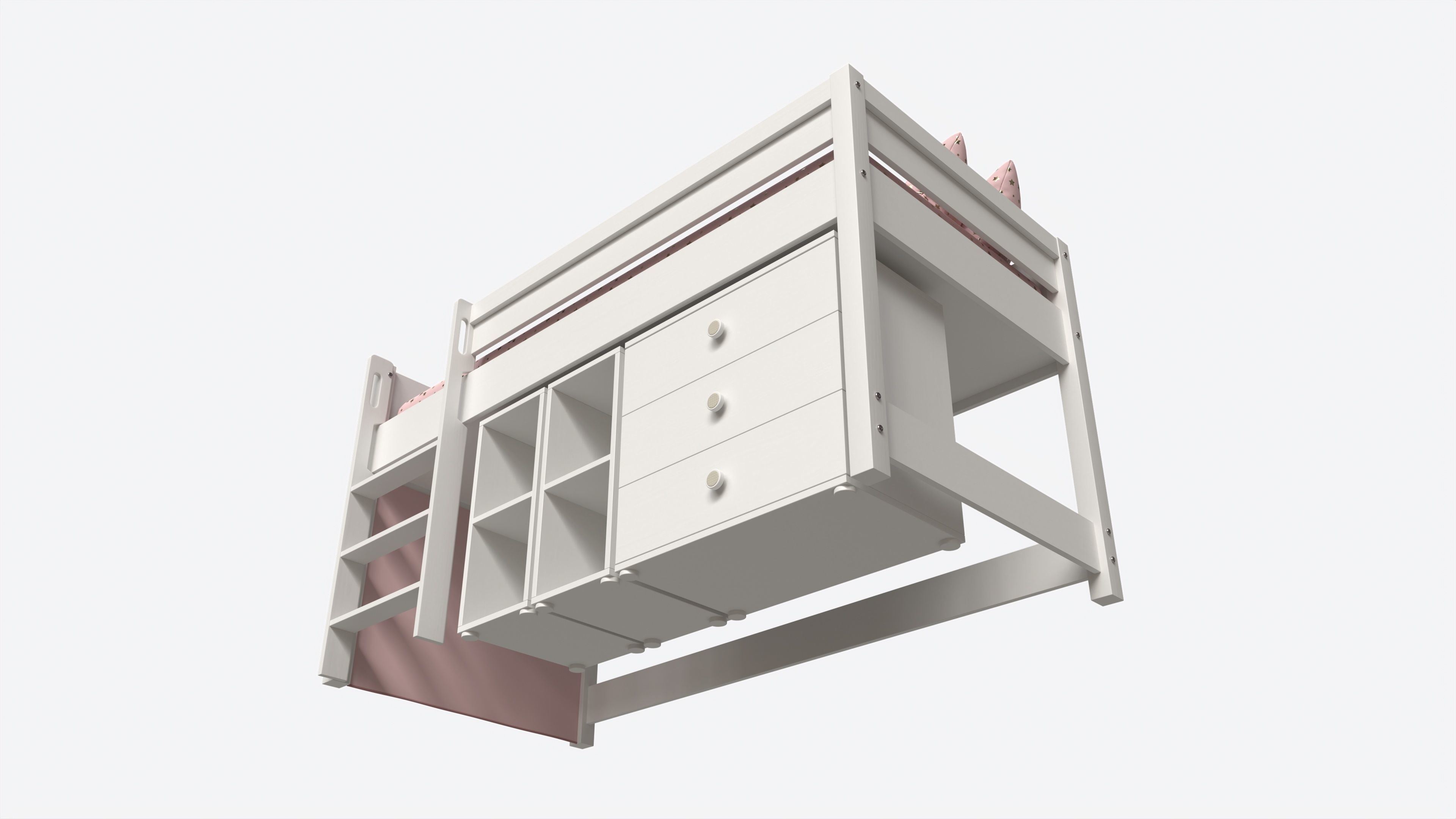 Cilek Montes Loft Bed with Dresser and Shelves 3D model_3