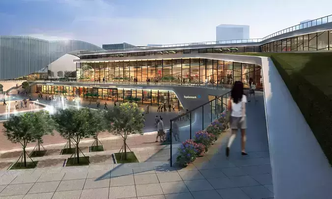 3Dmax fashion city commercial square building 76