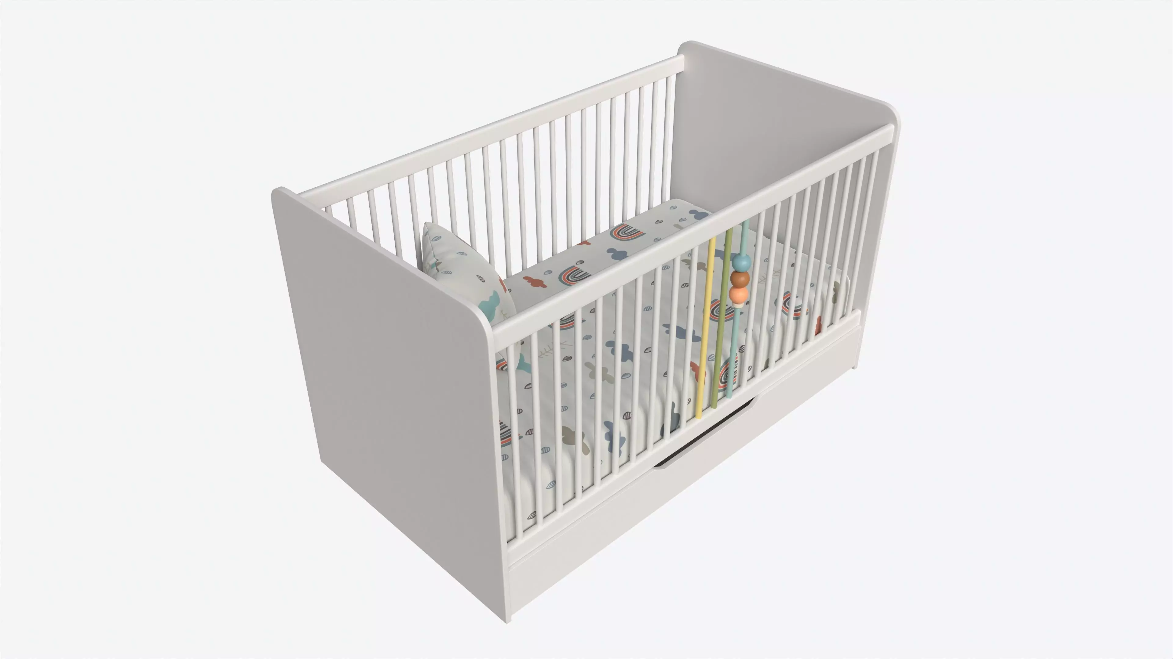 Cilek Montes White Baby Crib 3D model_0