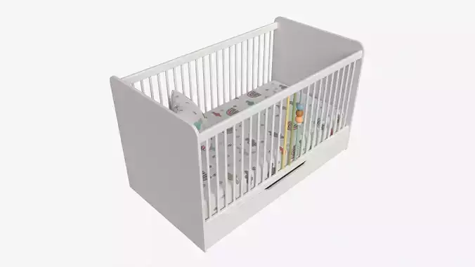 Cilek Montes White Baby Crib 3D model