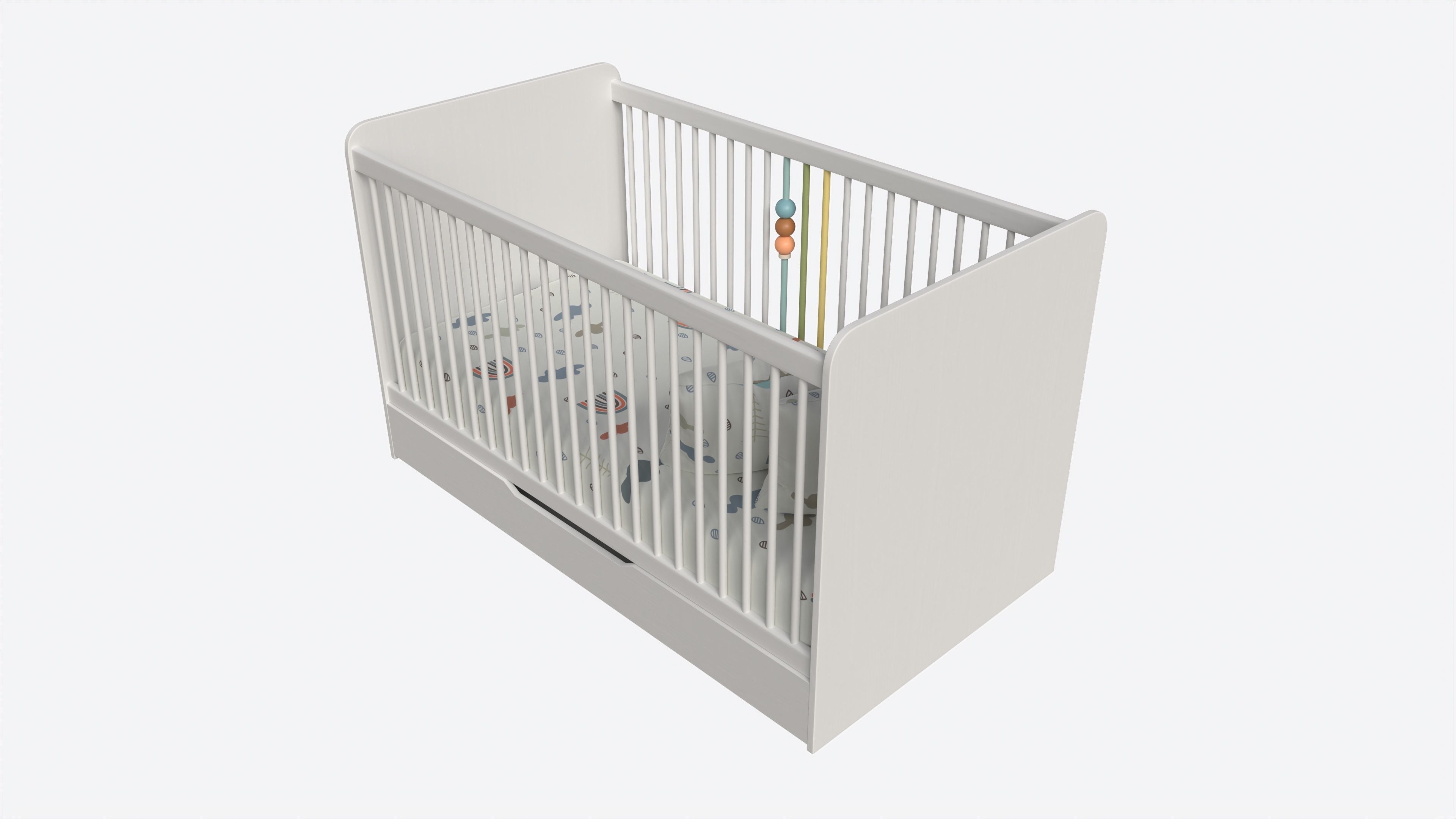 Cilek Montes White Baby Crib 3D model_2