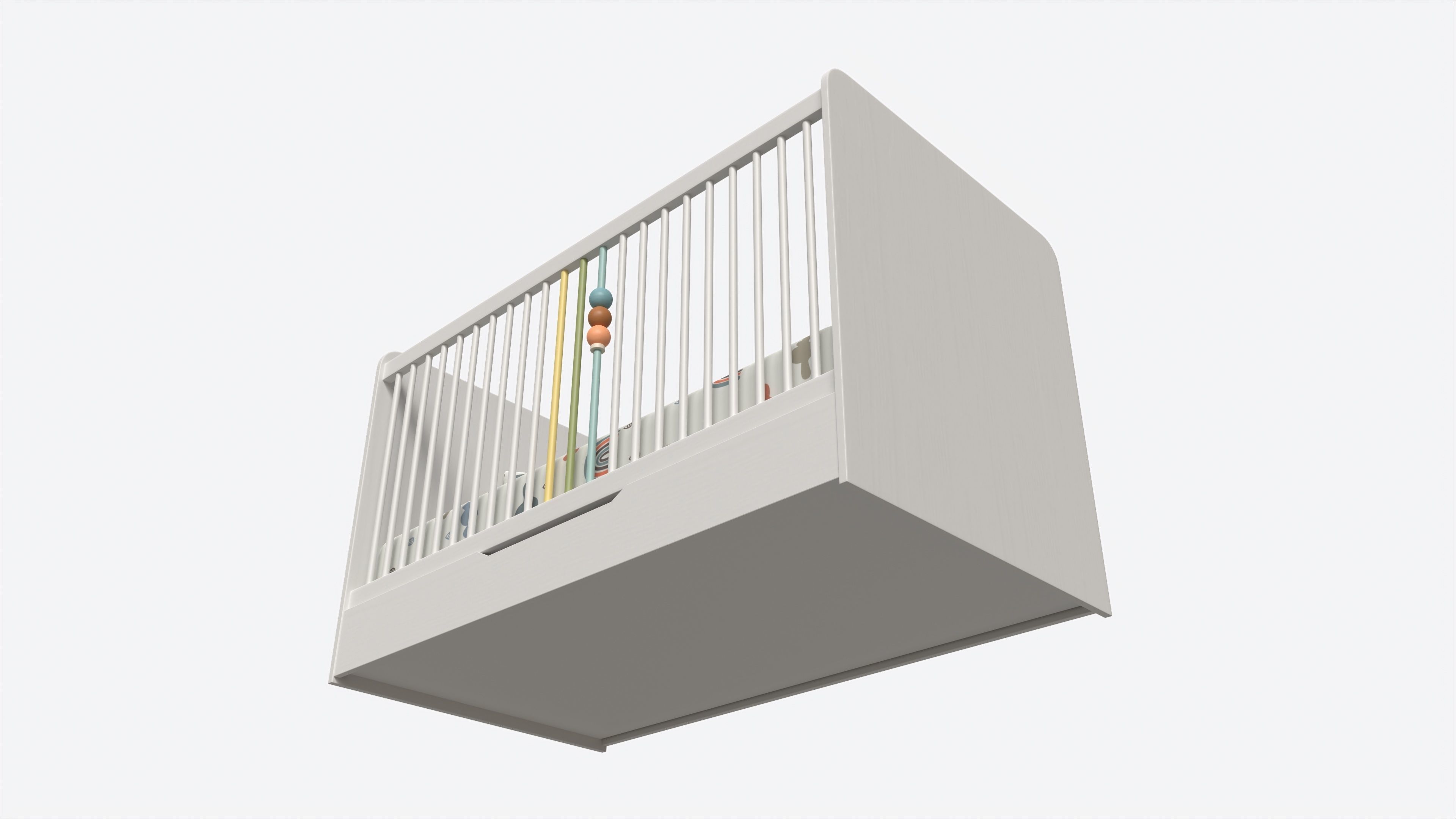 Cilek Montes White Baby Crib 3D model_3
