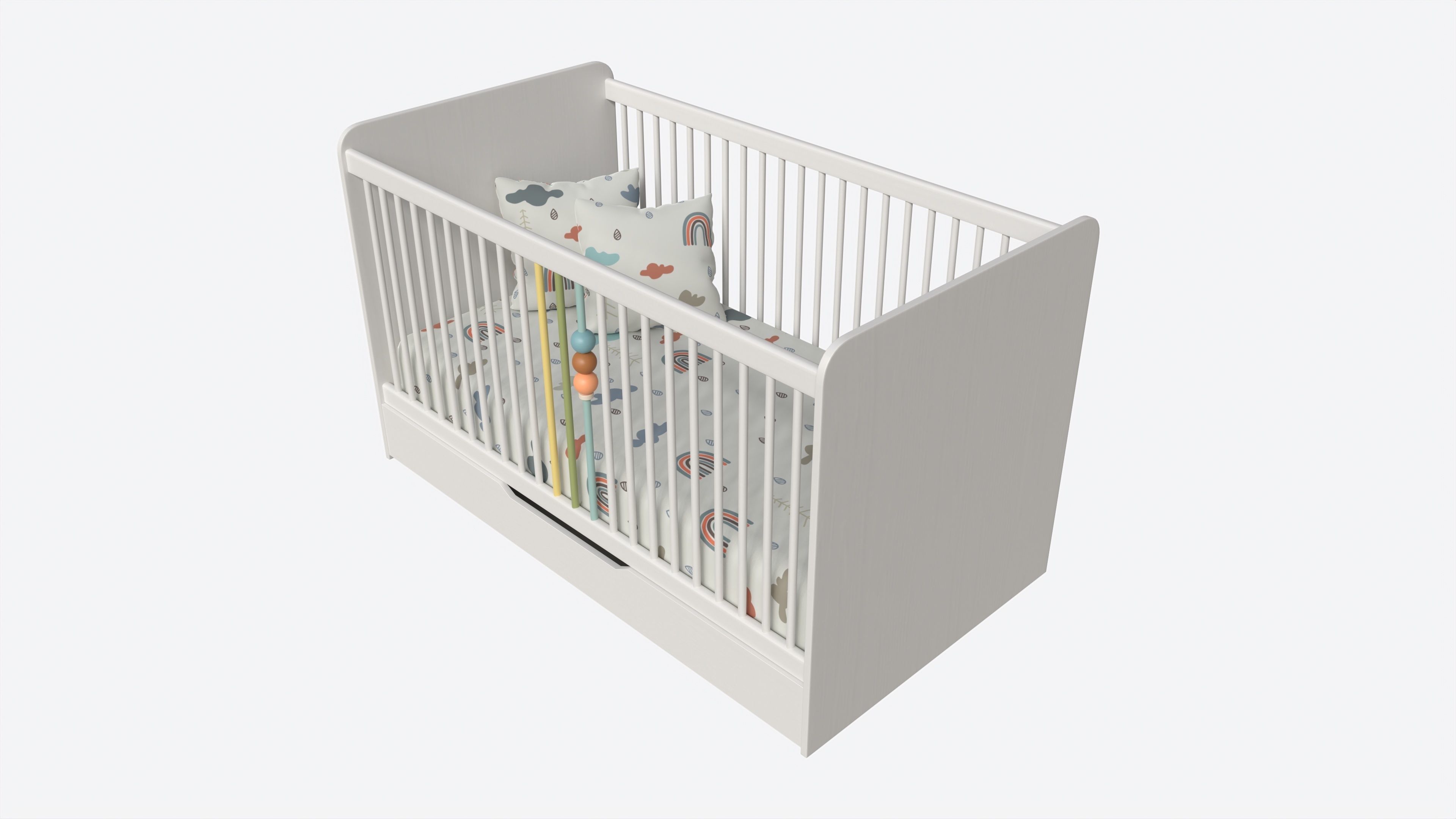 Cilek Montes White Baby Crib 3D model_1
