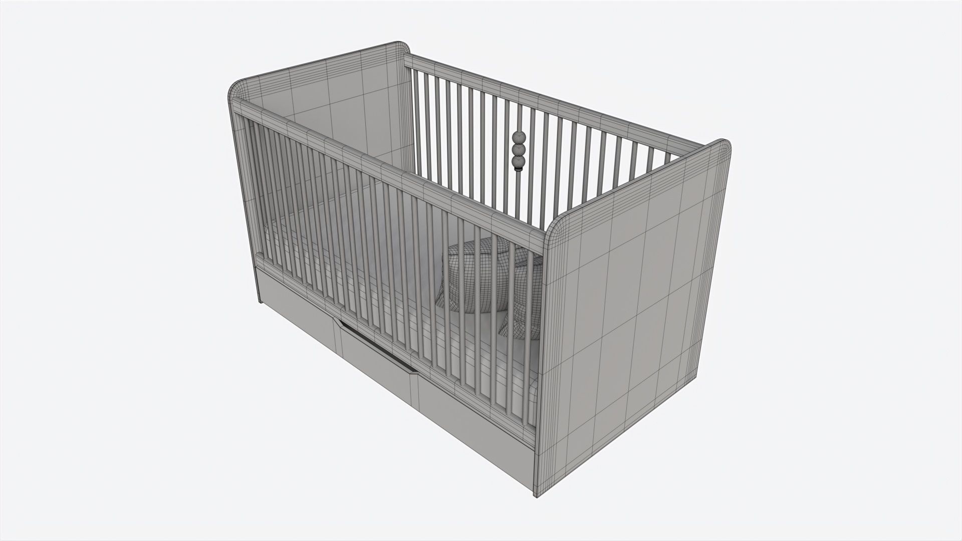 Cilek Montes White Baby Crib 3D model_8