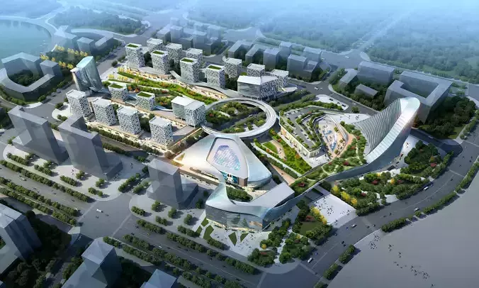 3Dmax fashion city commercial square building 81