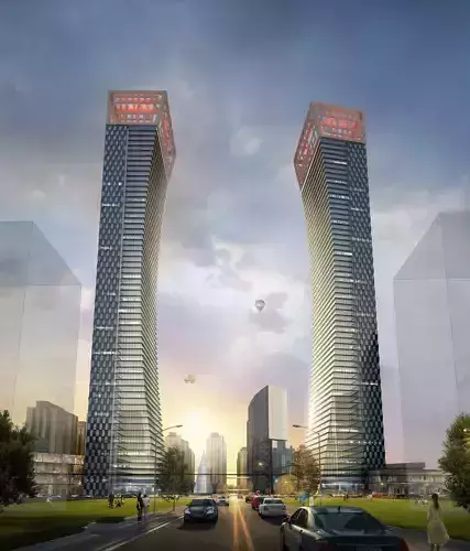 3Dmax fashion city commercial square building 83