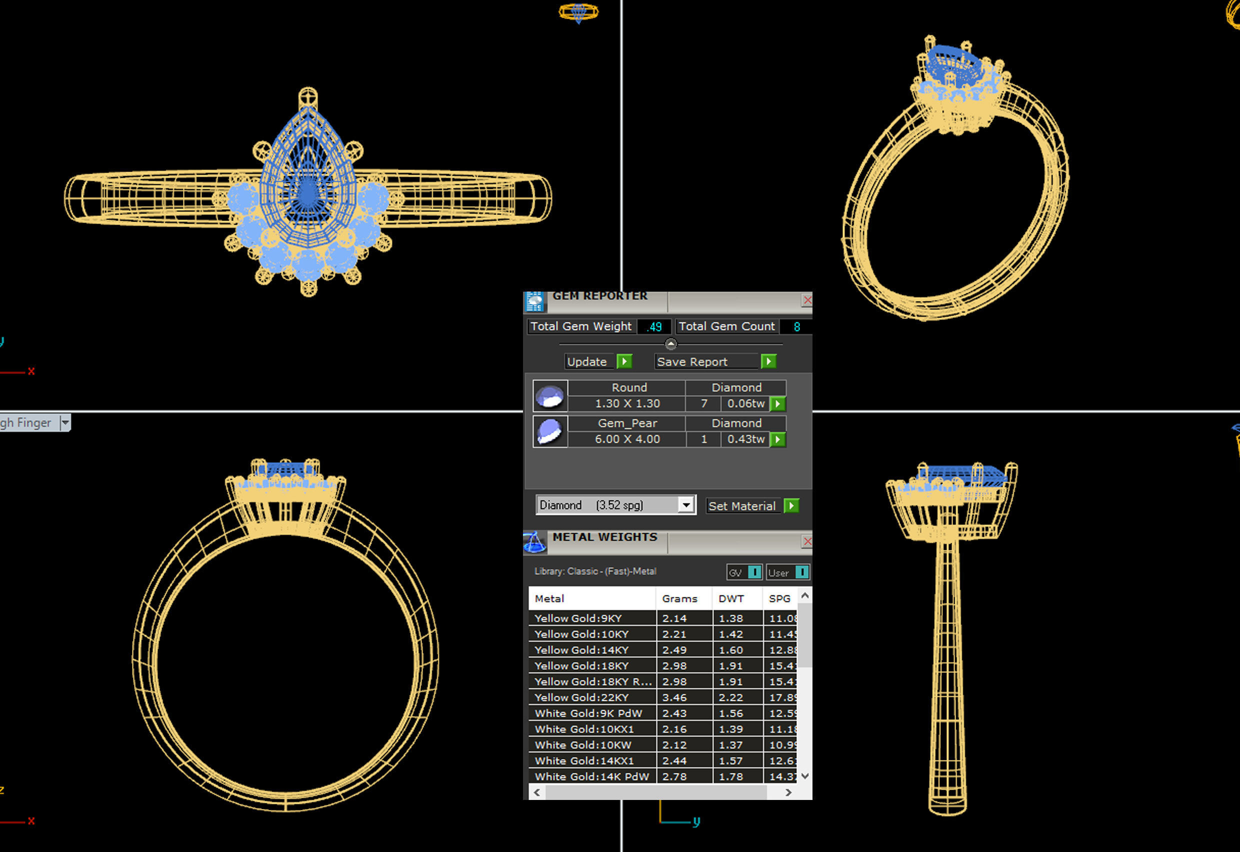 Pear diamond ring 3d model printable model 3D print model_3