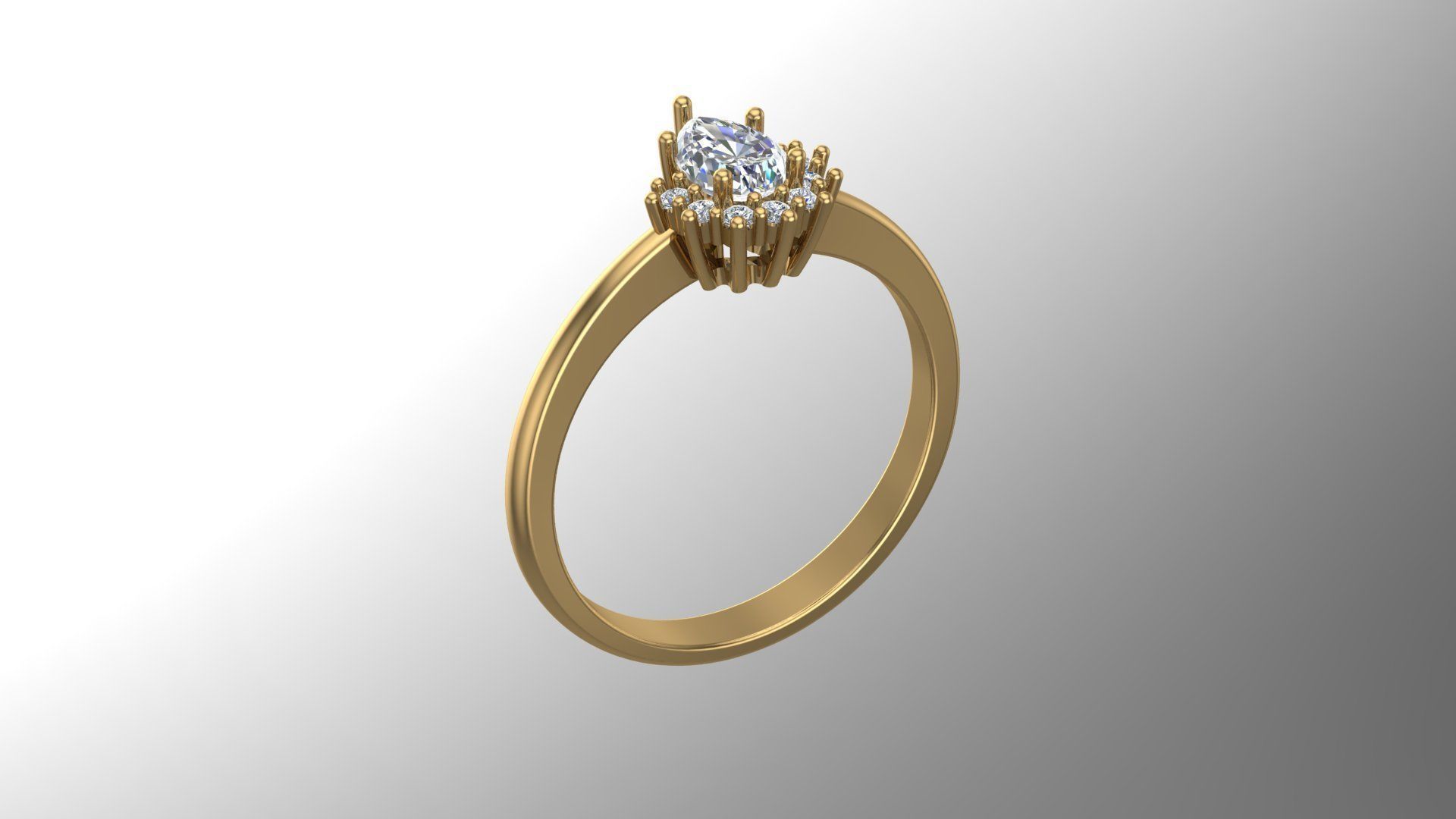 Pear diamond ring 3d model printable model 3D print model_7