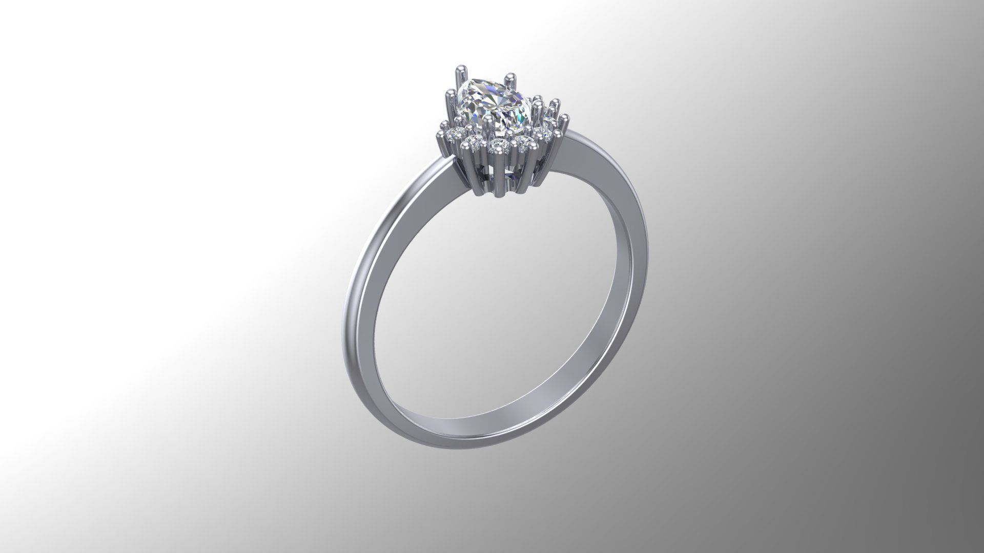 Pear diamond ring 3d model printable model 3D print model_5