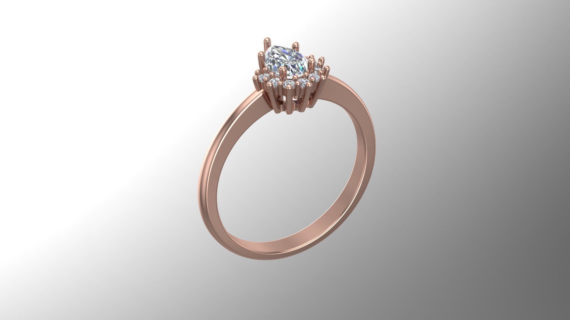Pear diamond ring 3d model printable model 3D print model_6