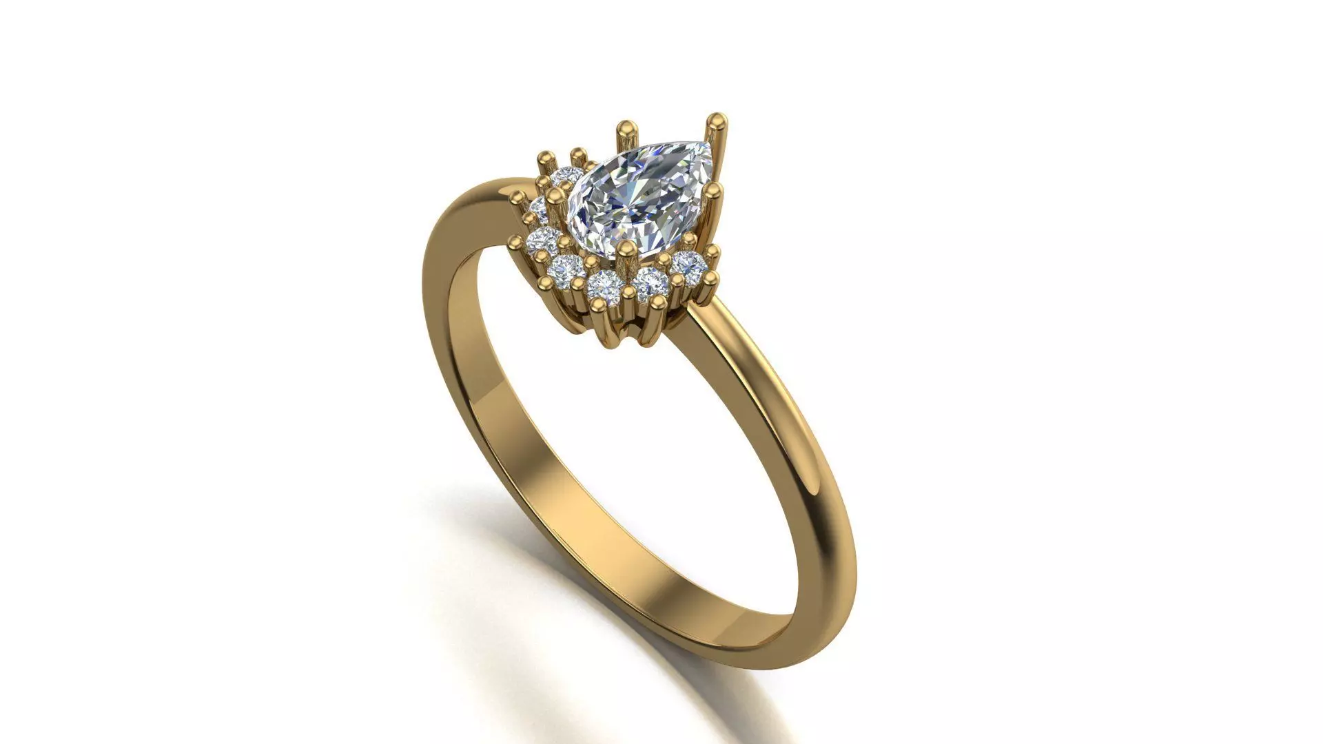 Pear diamond ring 3d model printable model 3D print model_0