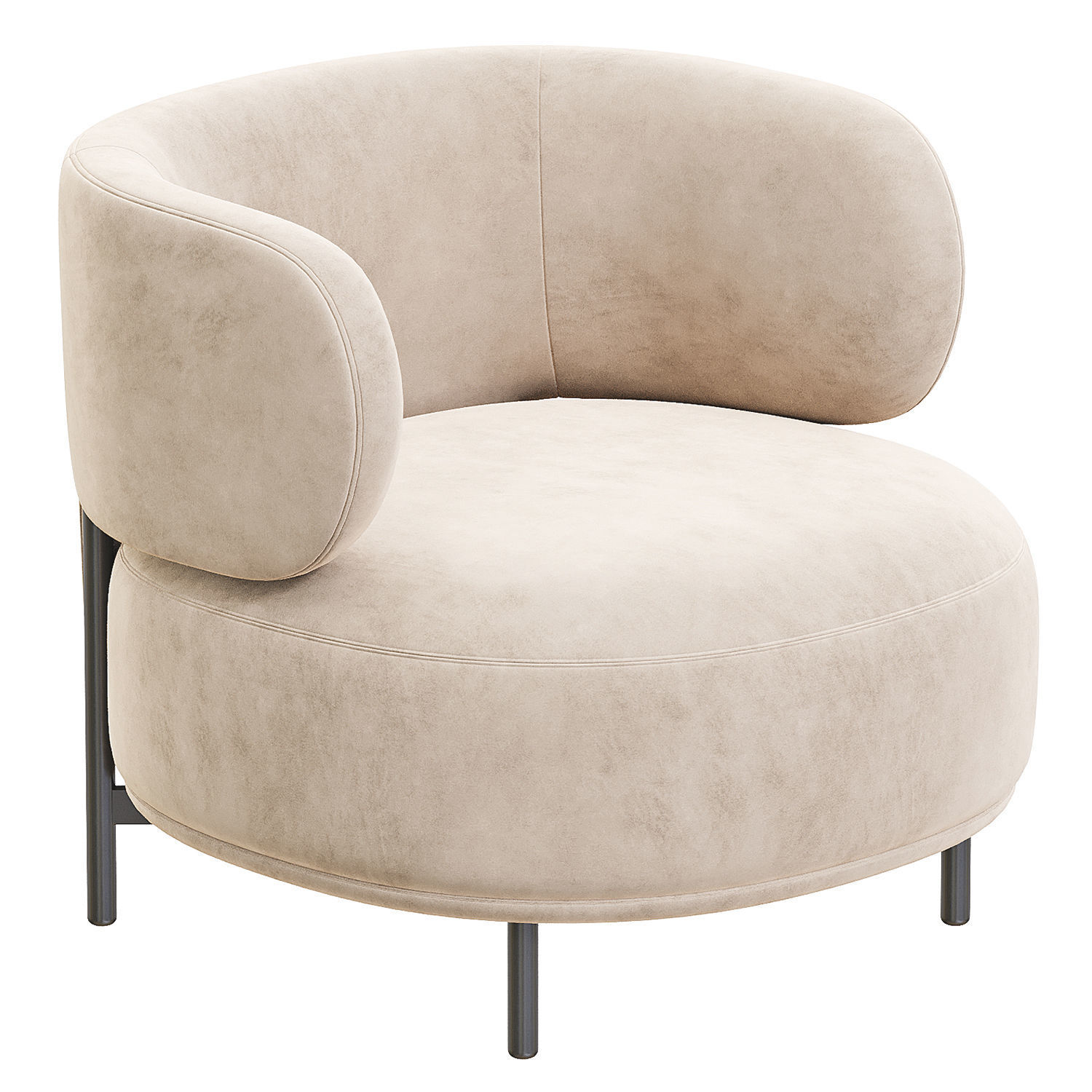 AKIKO LOUNGE Armchair Low-poly 3D model_2