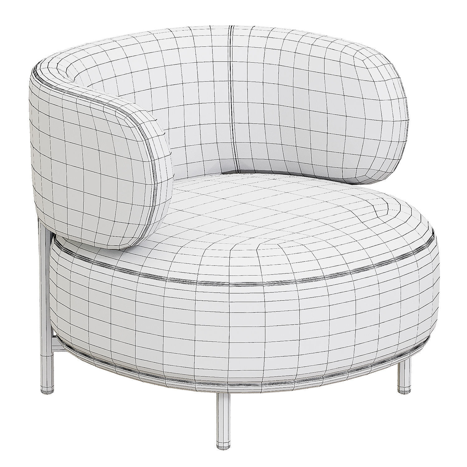 AKIKO LOUNGE Armchair Low-poly 3D model_3