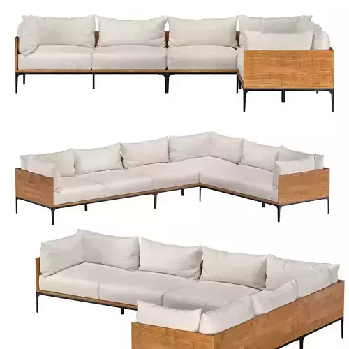 NAYA CAST IRON TEAK  LOVESEAT SUNBRELLA