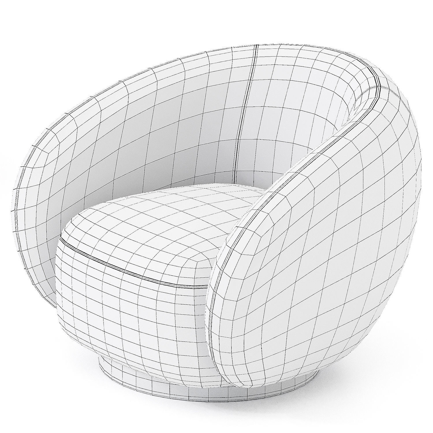 Armchair Low-poly 3D model_2