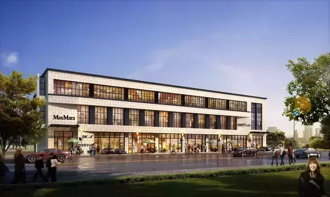 3Dmax fashion city commercial square building 84