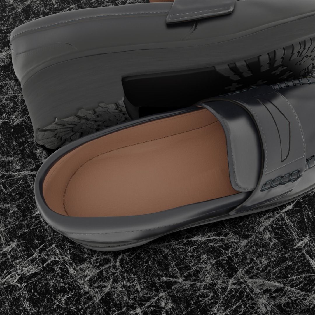 CLASSIC 3D SHOES - BLACK - LEATHER Low-poly 3D model_10