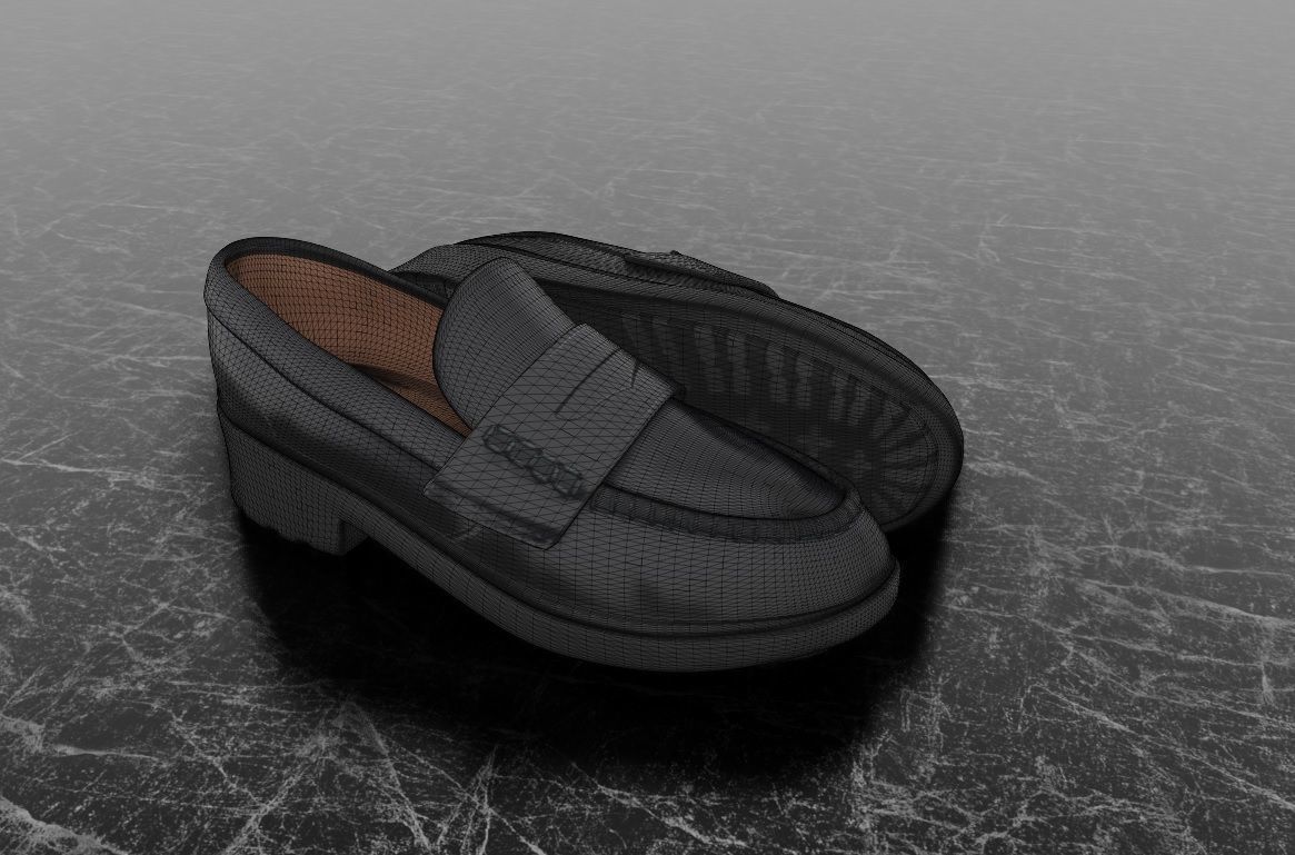 CLASSIC 3D SHOES - BLACK - LEATHER Low-poly 3D model_12