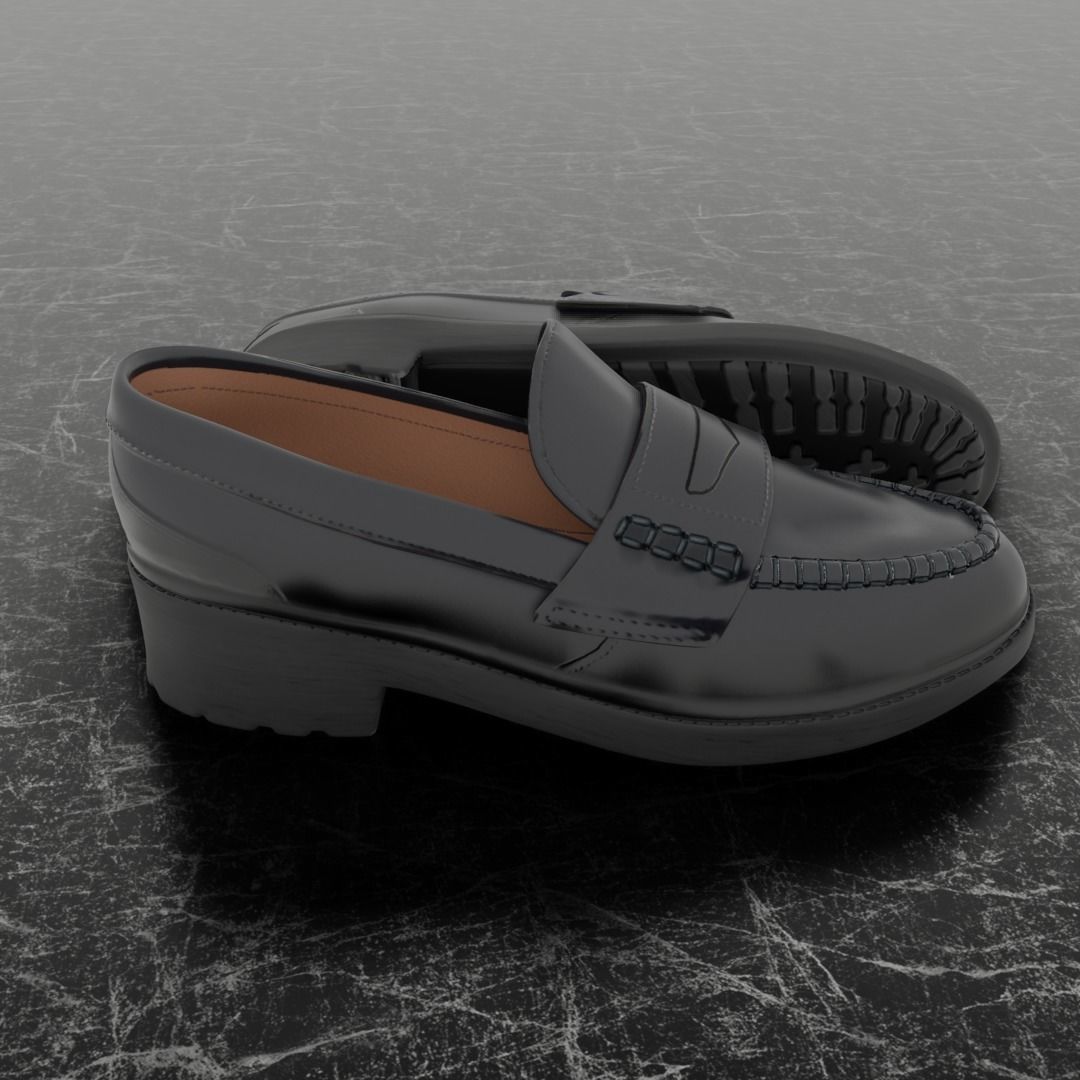 CLASSIC 3D SHOES - BLACK - LEATHER Low-poly 3D model_4