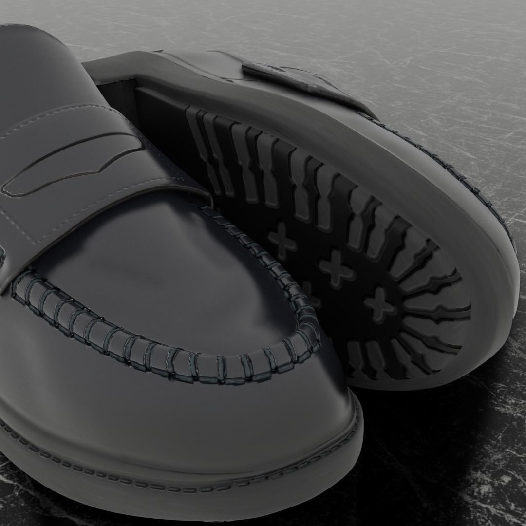 CLASSIC 3D SHOES - BLACK - LEATHER Low-poly 3D model_9