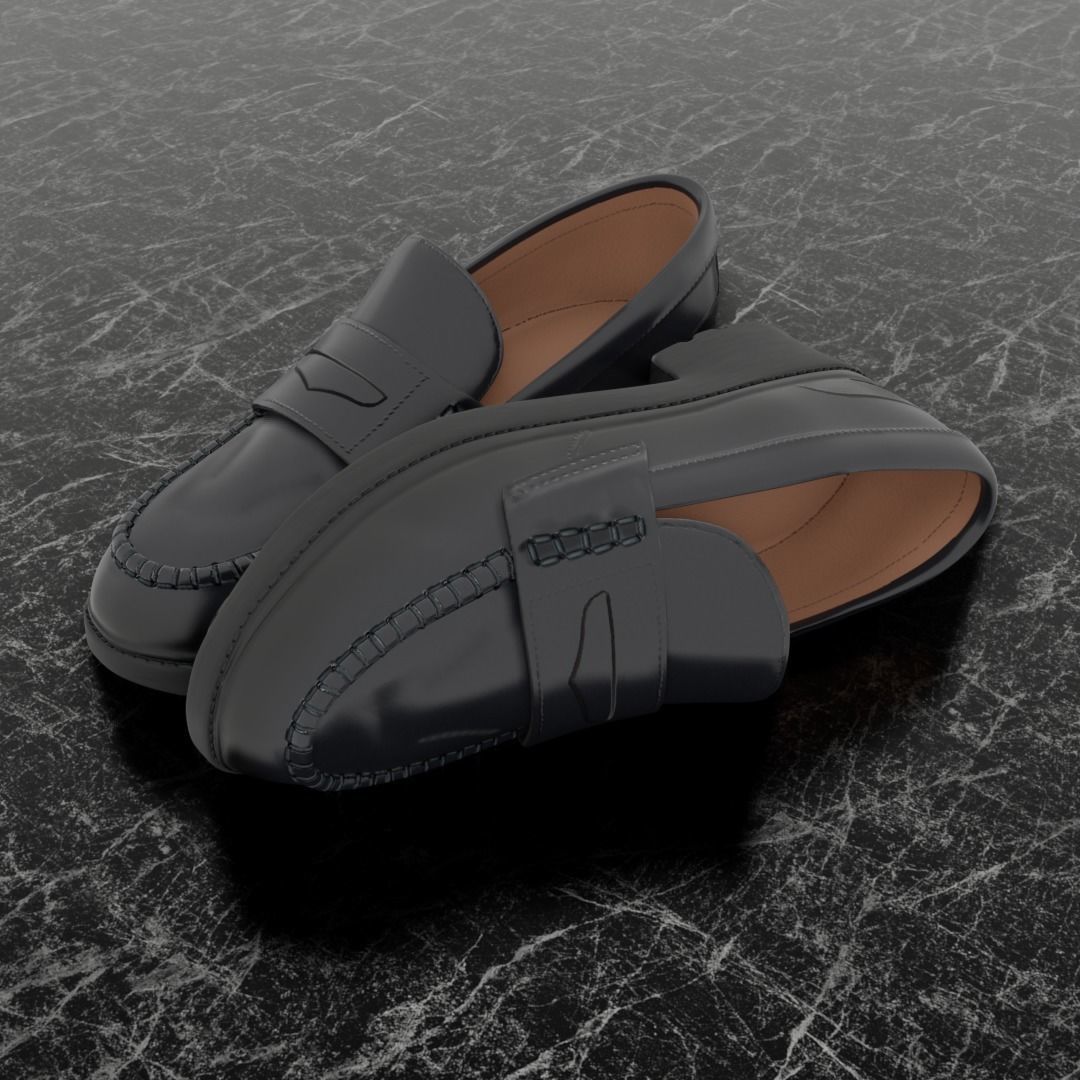 CLASSIC 3D SHOES - BLACK - LEATHER Low-poly 3D model_1