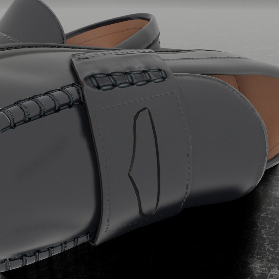 CLASSIC 3D SHOES - BLACK - LEATHER Low-poly 3D model_8