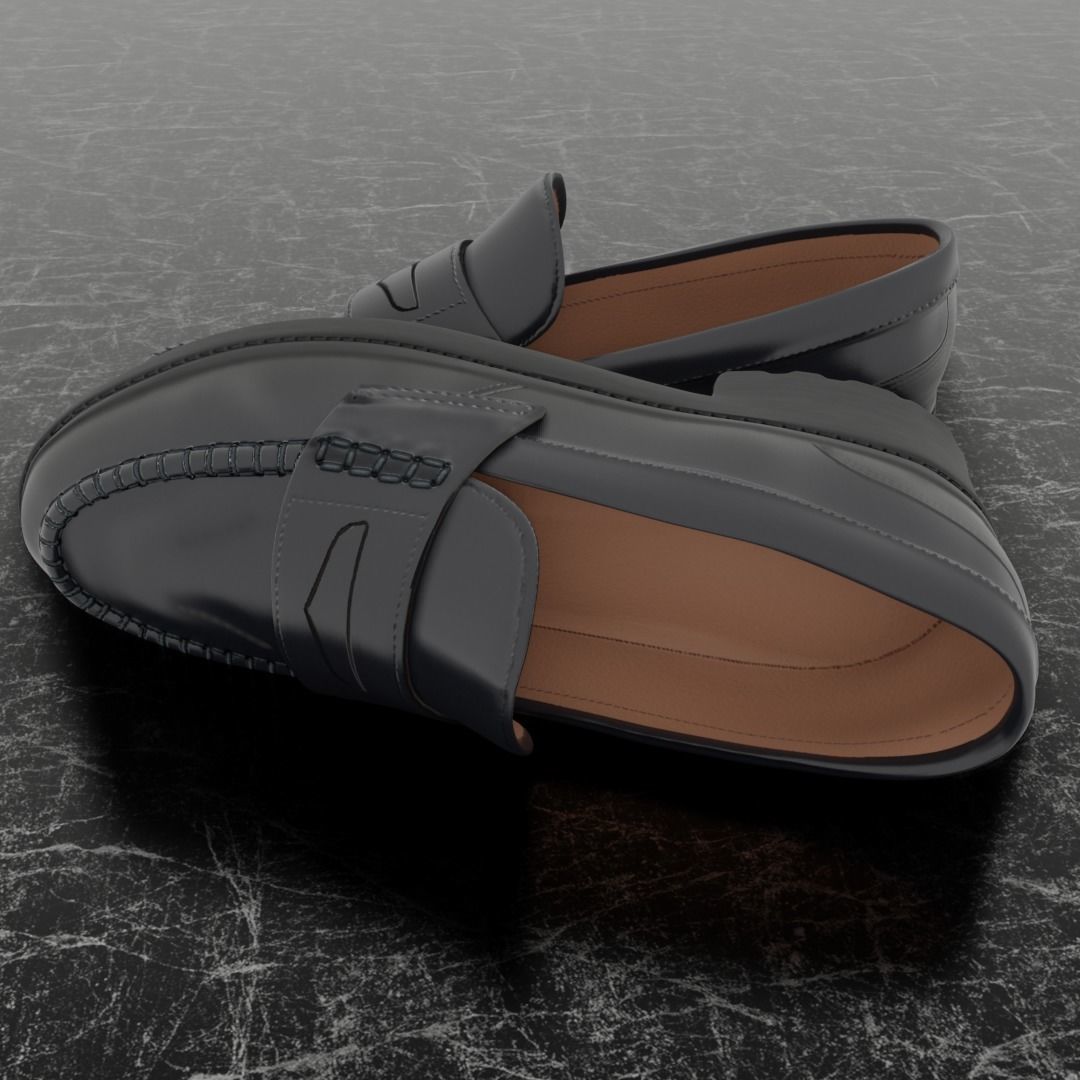 CLASSIC 3D SHOES - BLACK - LEATHER Low-poly 3D model_7