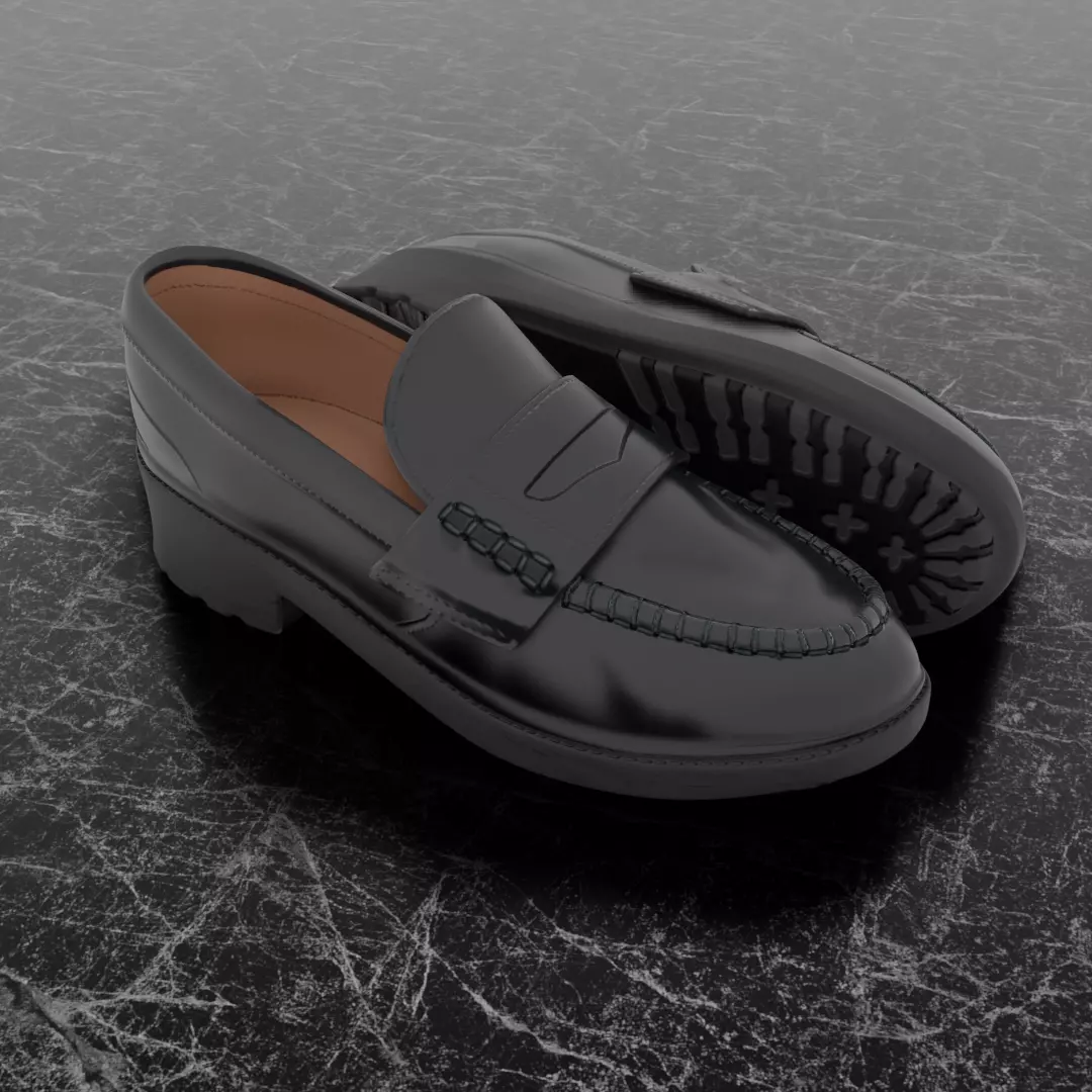 CLASSIC 3D SHOES - BLACK - LEATHER Low-poly 3D model_0