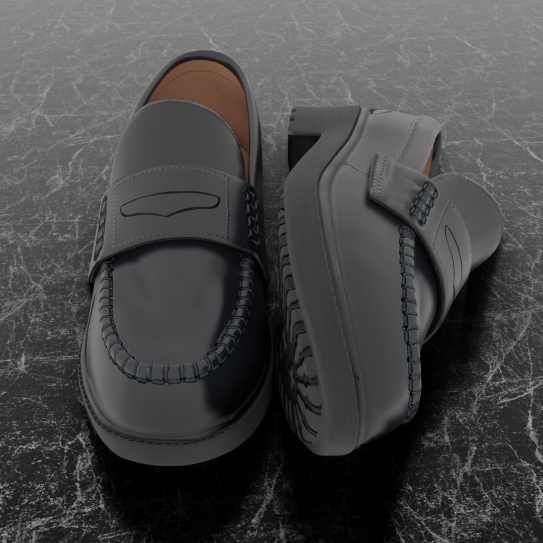 CLASSIC 3D SHOES - BLACK - LEATHER Low-poly 3D model_3