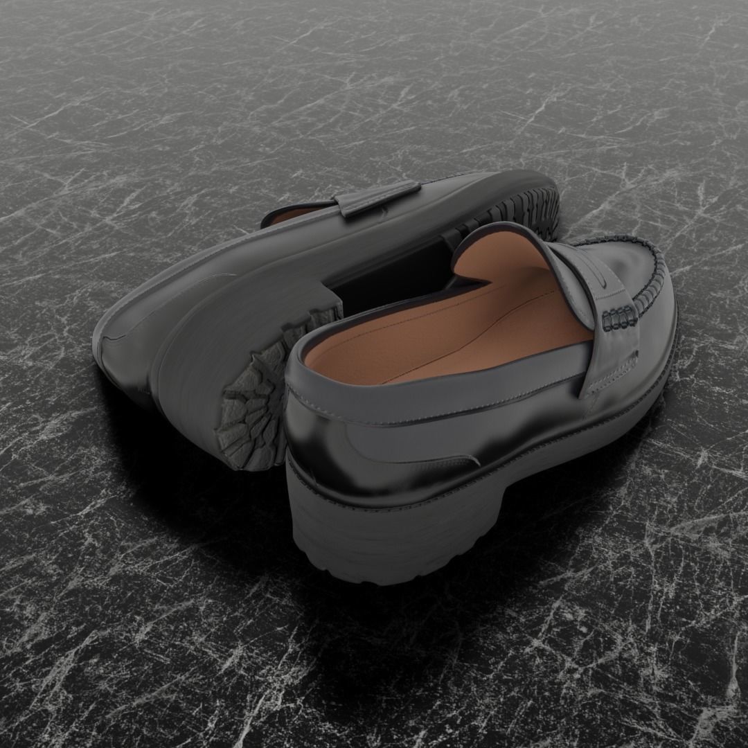 CLASSIC 3D SHOES - BLACK - LEATHER Low-poly 3D model_5