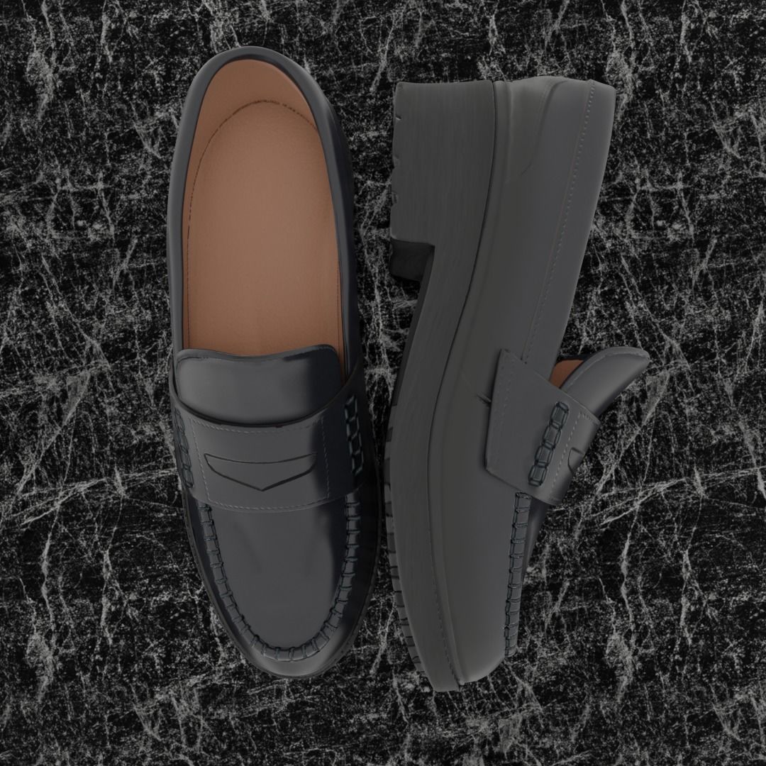 CLASSIC 3D SHOES - BLACK - LEATHER Low-poly 3D model_2