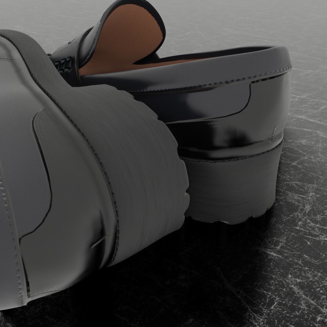 CLASSIC 3D SHOES - BLACK - LEATHER Low-poly 3D model_11