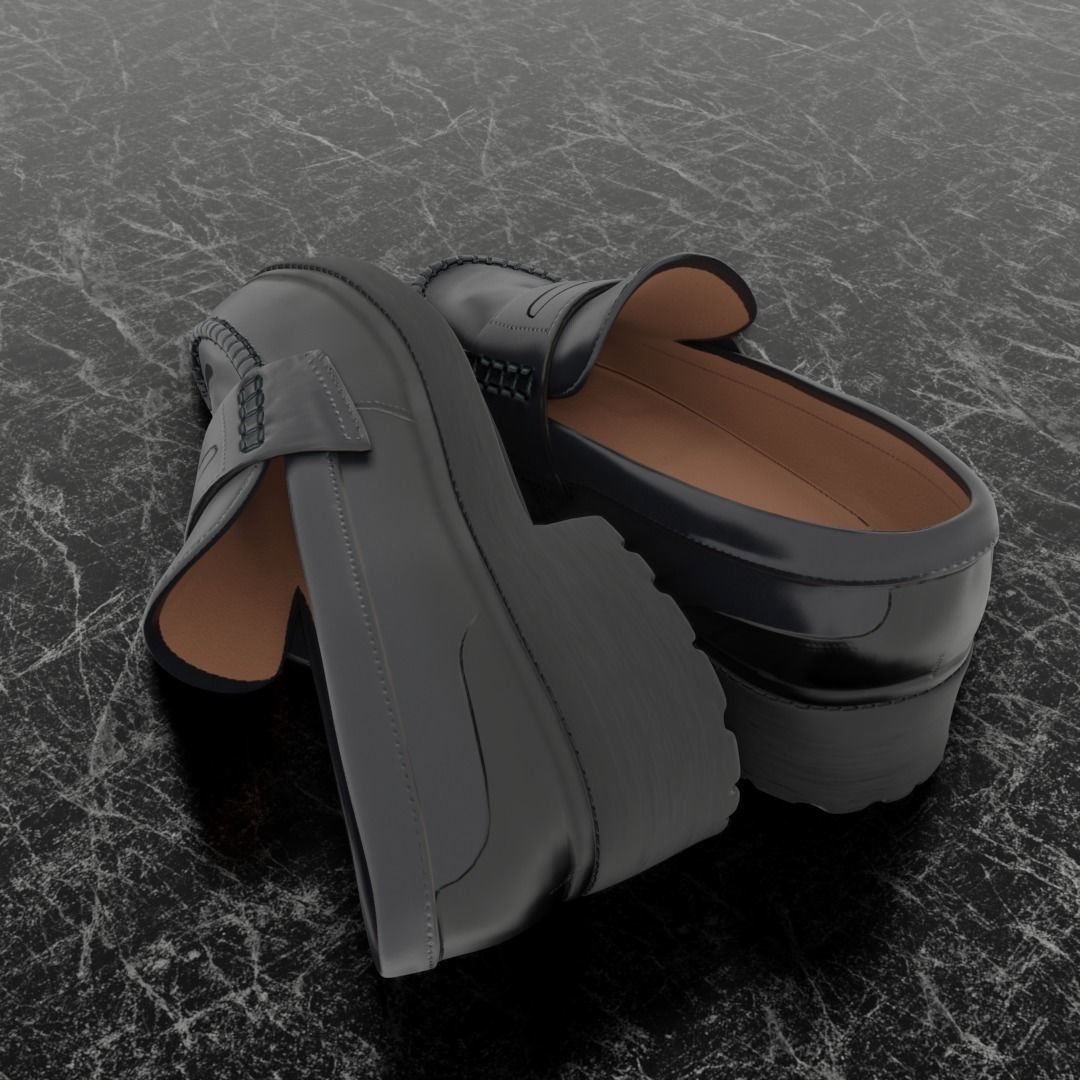 CLASSIC 3D SHOES - BLACK - LEATHER Low-poly 3D model_6