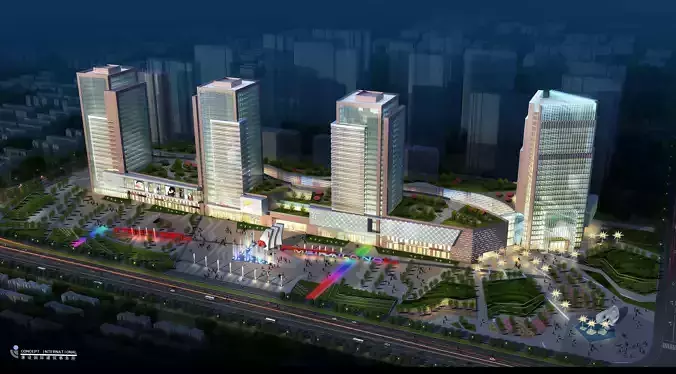 3Dmax fashion city commercial square building 88