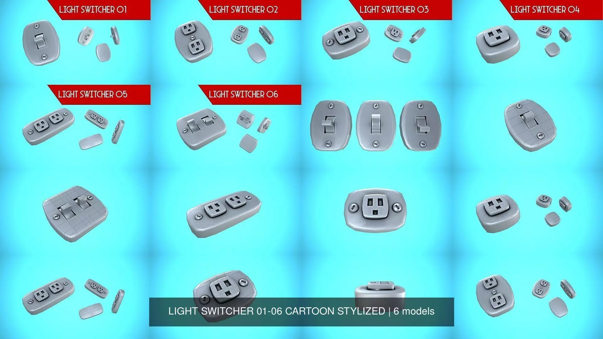 LIGHT SWITCHER 01-06 CARTOON STYLIZED 3D Model Collection_7