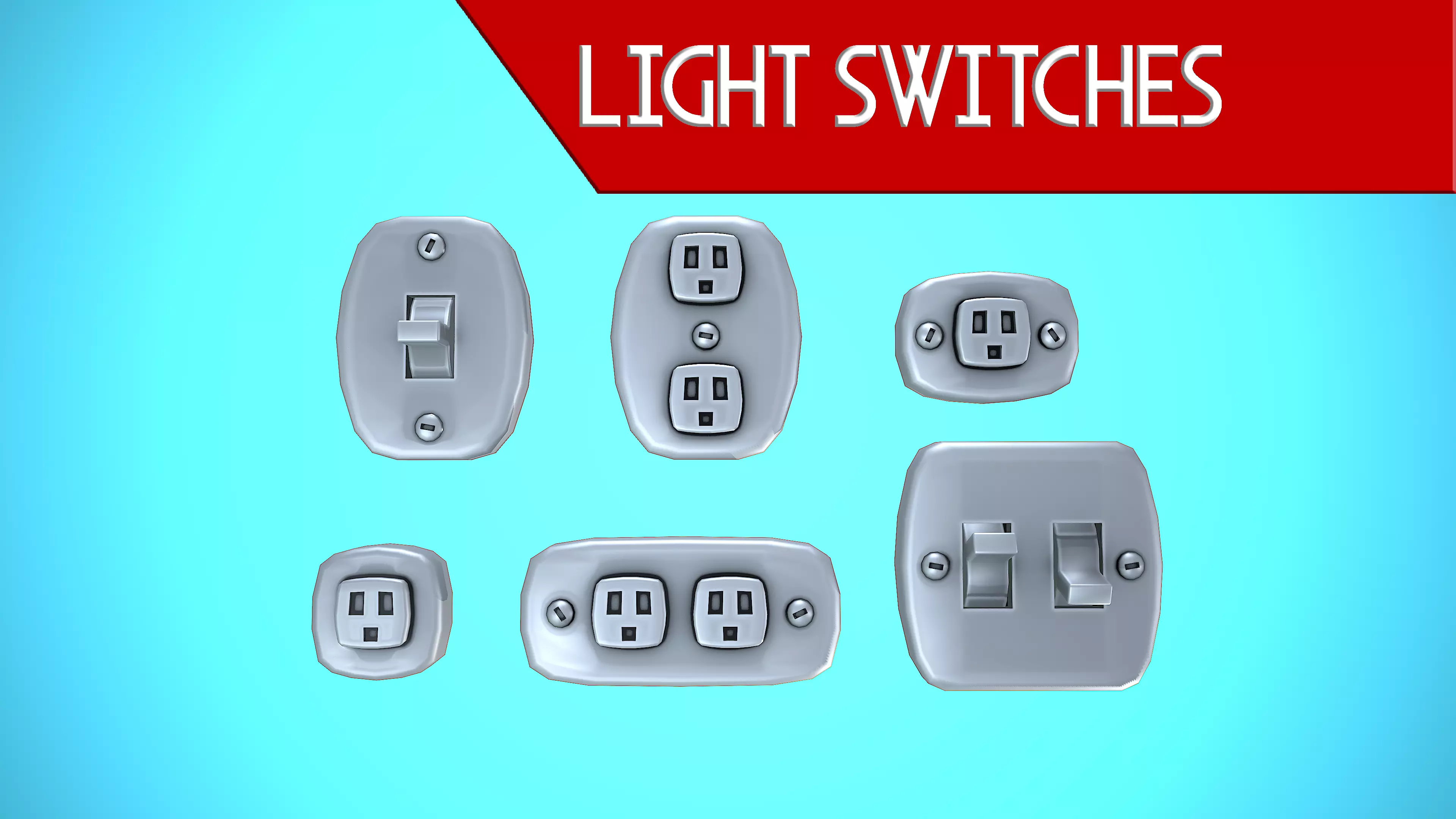 LIGHT SWITCHER 01-06 CARTOON STYLIZED 3D Model Collection_0