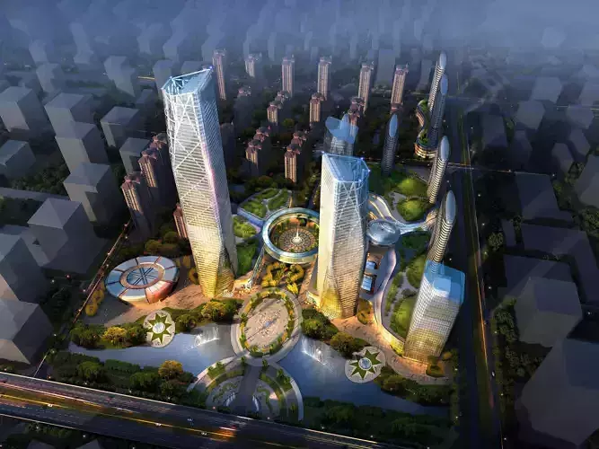 3Dmax fashion city commercial square building 90