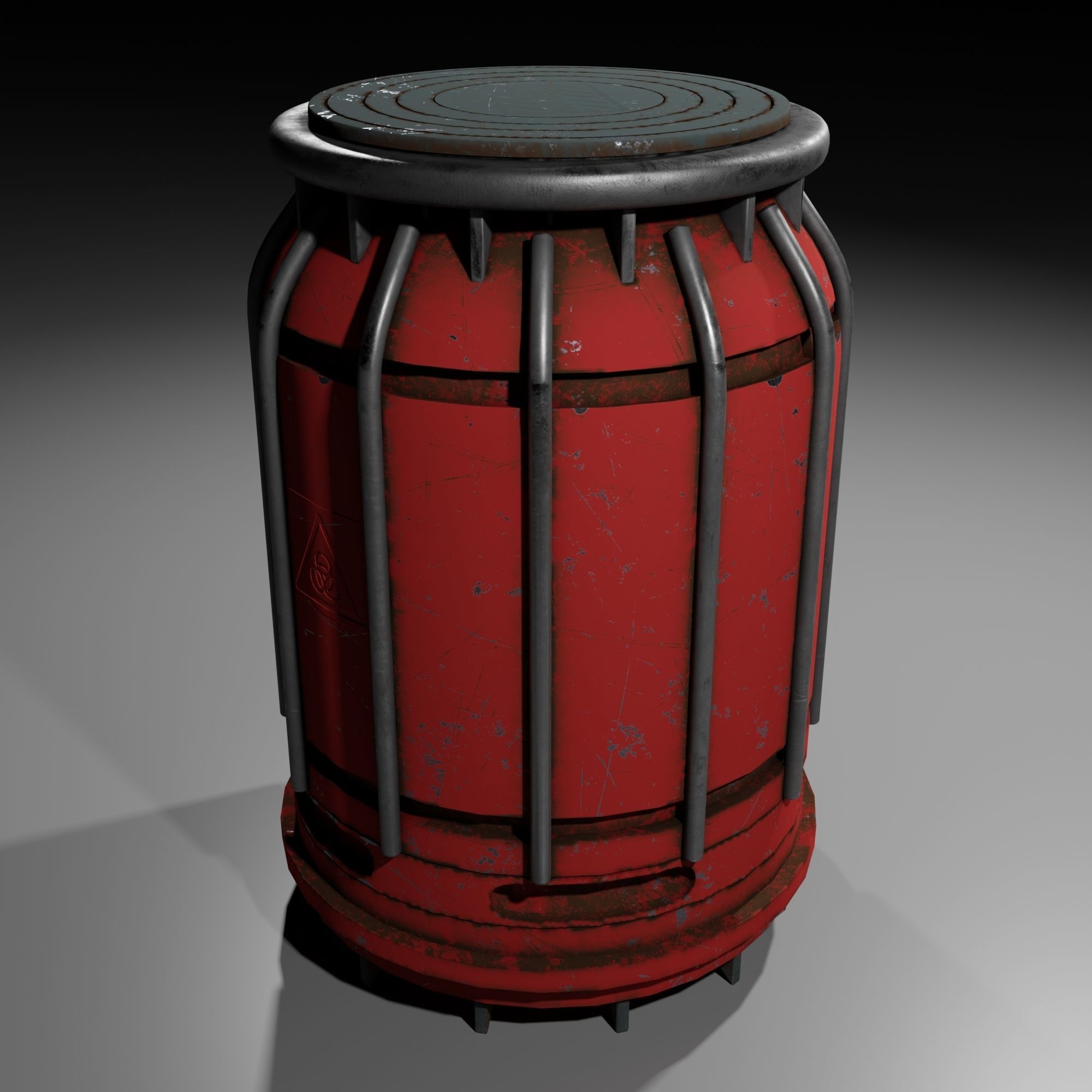 Sci-Fi Rusty Barrel Low-poly 3D model_3