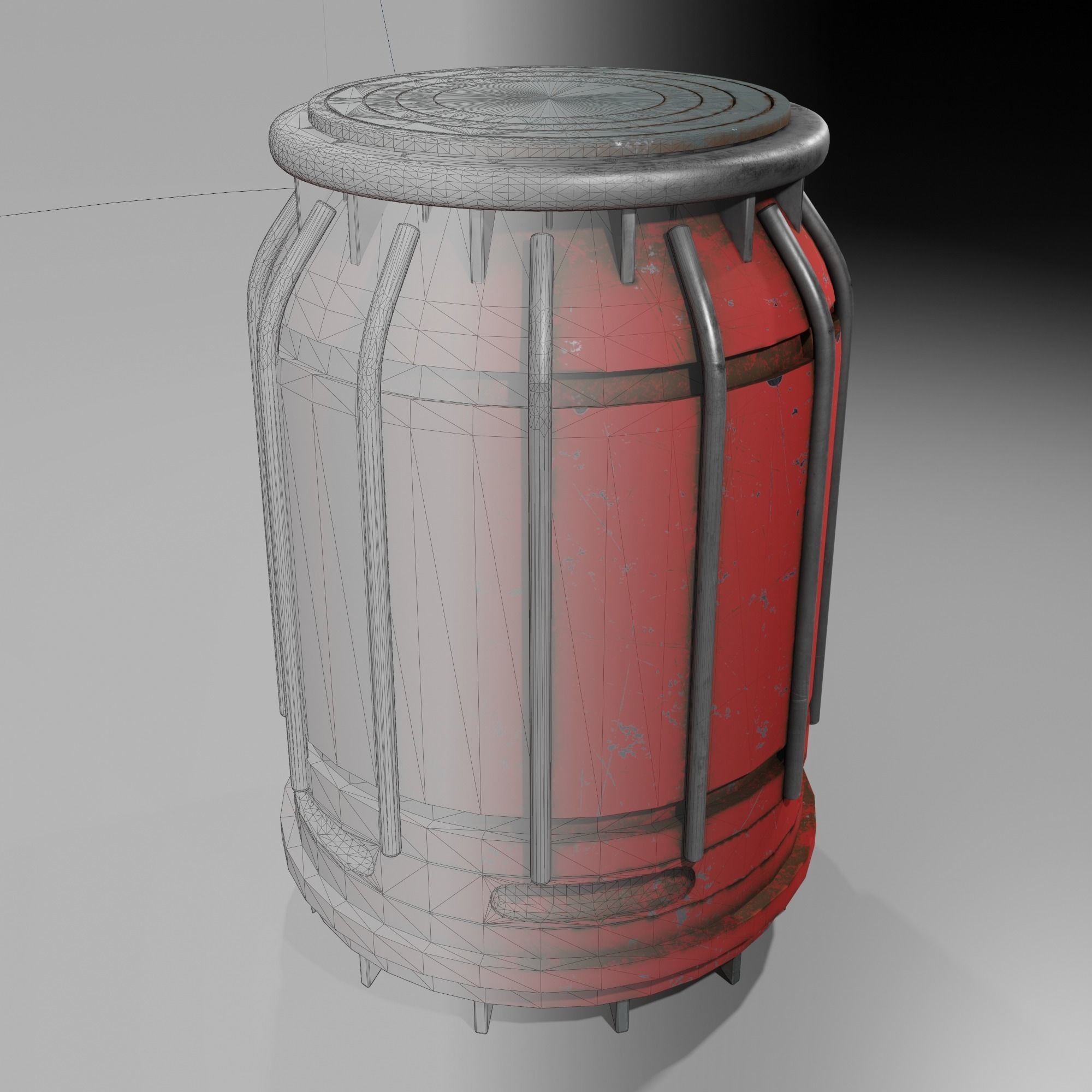 Sci-Fi Rusty Barrel Low-poly 3D model_4