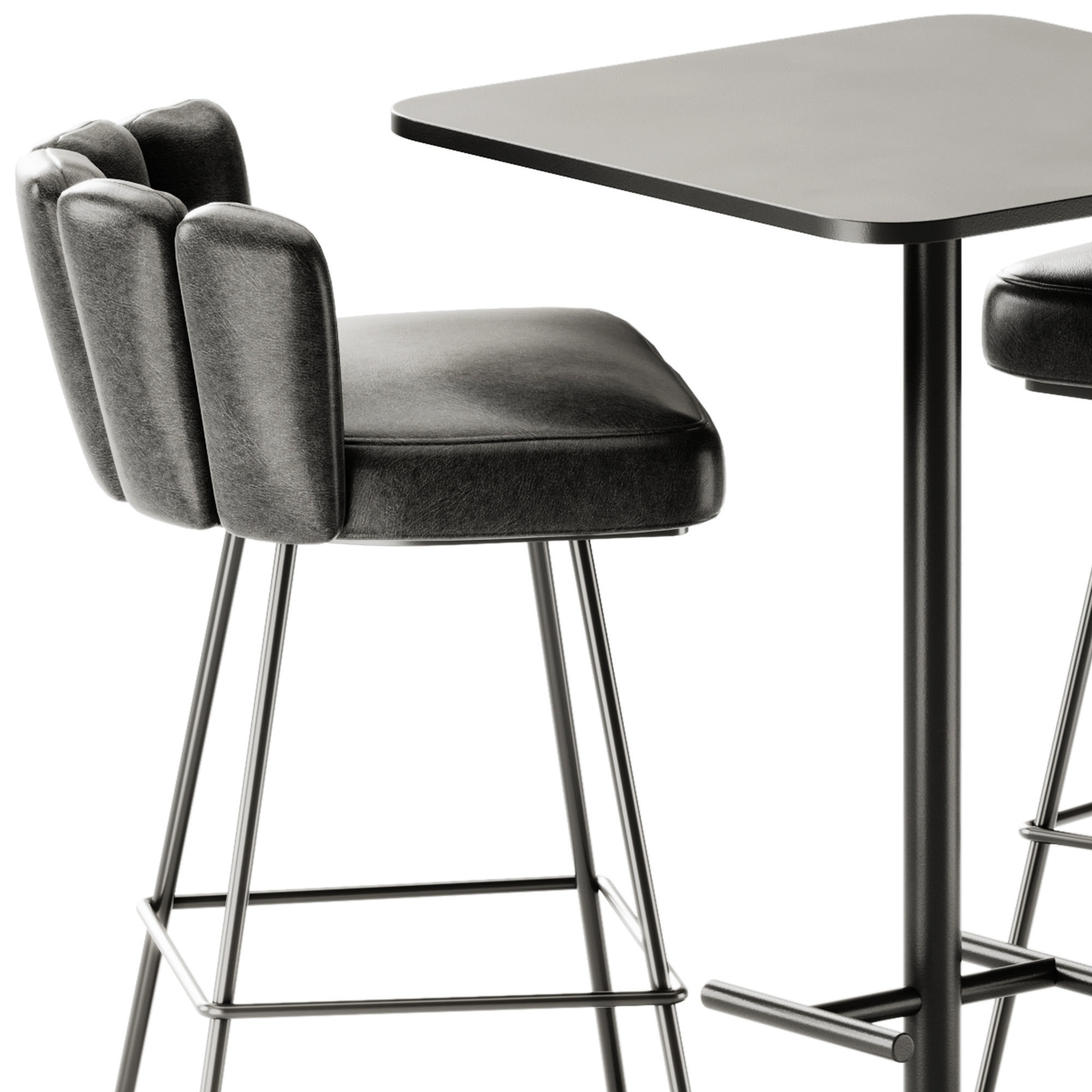 Casual High Square Table by Bene and KFF GAIA Barstool 3D model_2